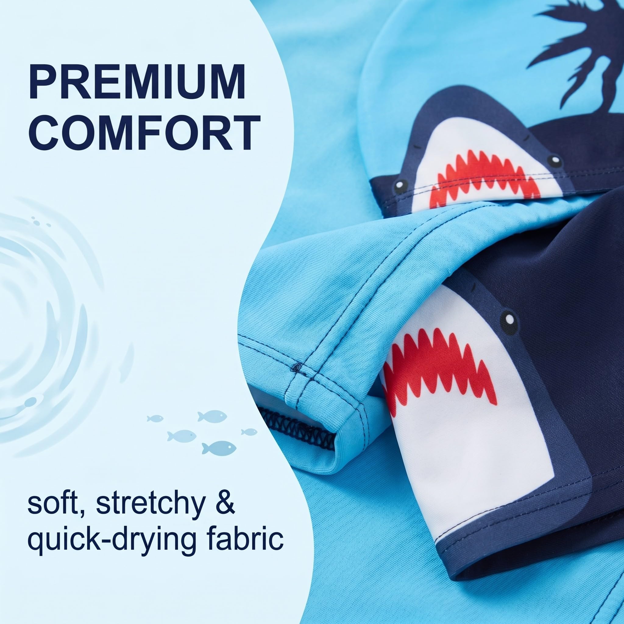 Set de Bañador Niño con Gorro Piscina Diseño Tiburón, Talla XL 5-6 Años 100-120cm, Tejido Elástico Secado Rápido Cintura Alta, Bañador Natación Niño para Piscina y Aguas Termales