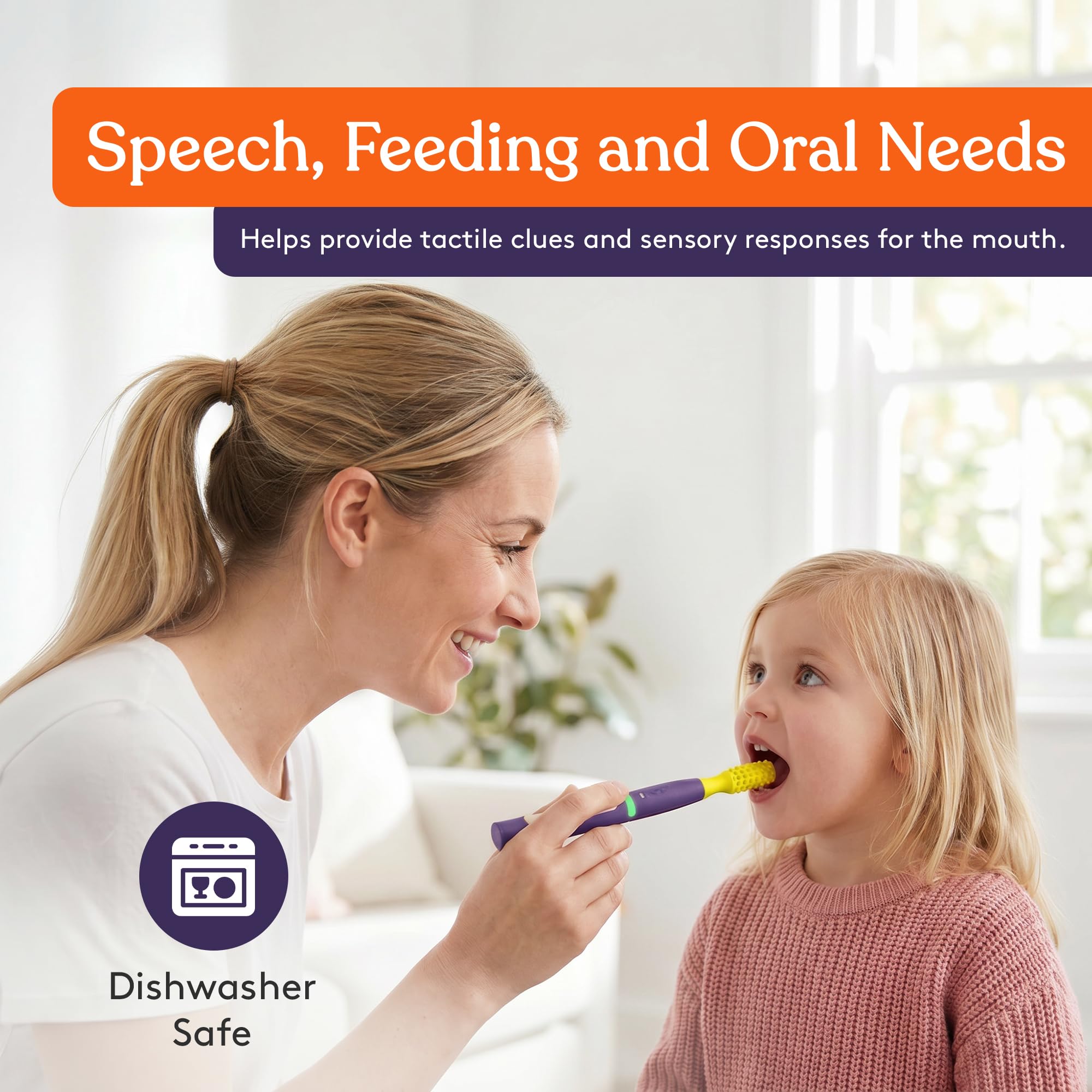 Special Supplies Buzz Buddy Oral Stimulation Kit with 6 Soft Textured Interchangeable Heads, Calm Sensory Needs, Support Speech, and Stimulate Self Feeding, Gentle Vibrations