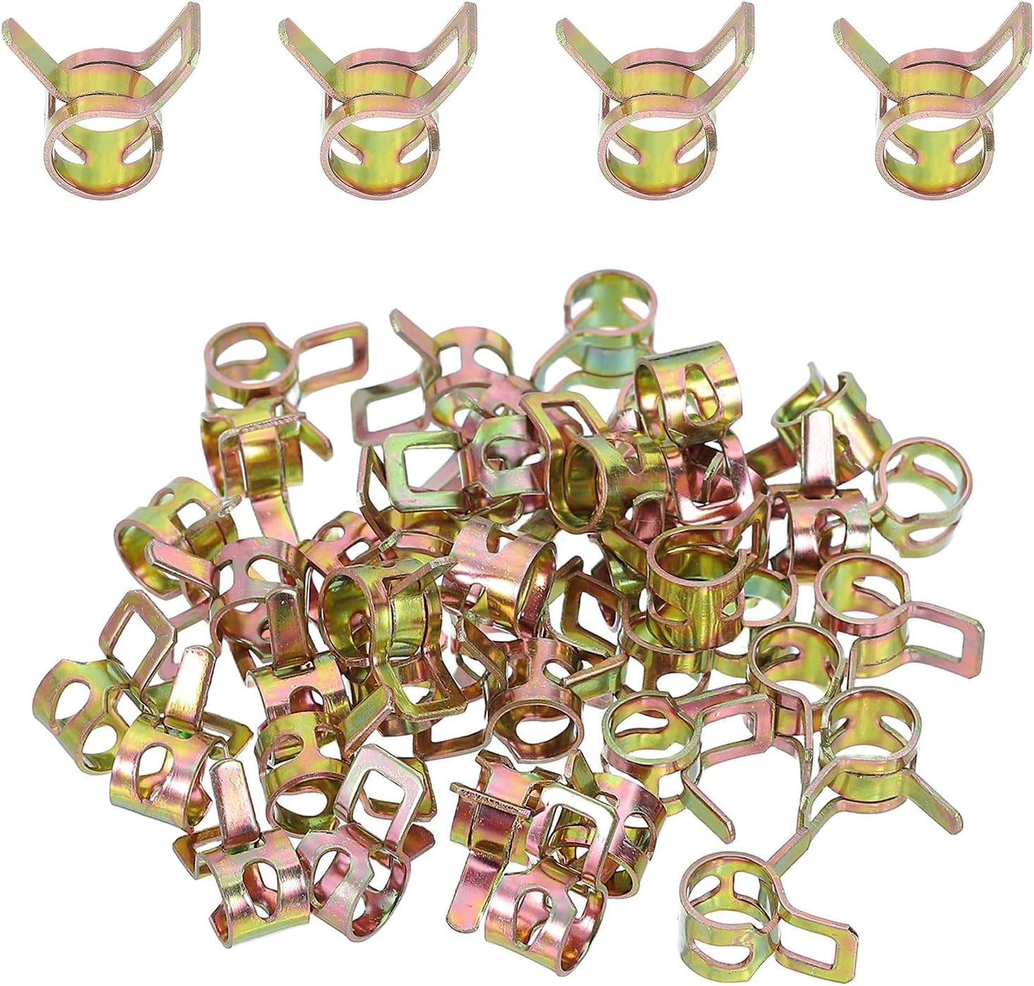 PATIKIL Spring Band Hose Clamps, 40 Pcs for 5.5-5.8mm OD 0.2"(5mm) ID Manganese Steel Spring Clip Pipe for Fuel Line Silicone Vacuum Air Hose Tube Water Pipe, Multicolored