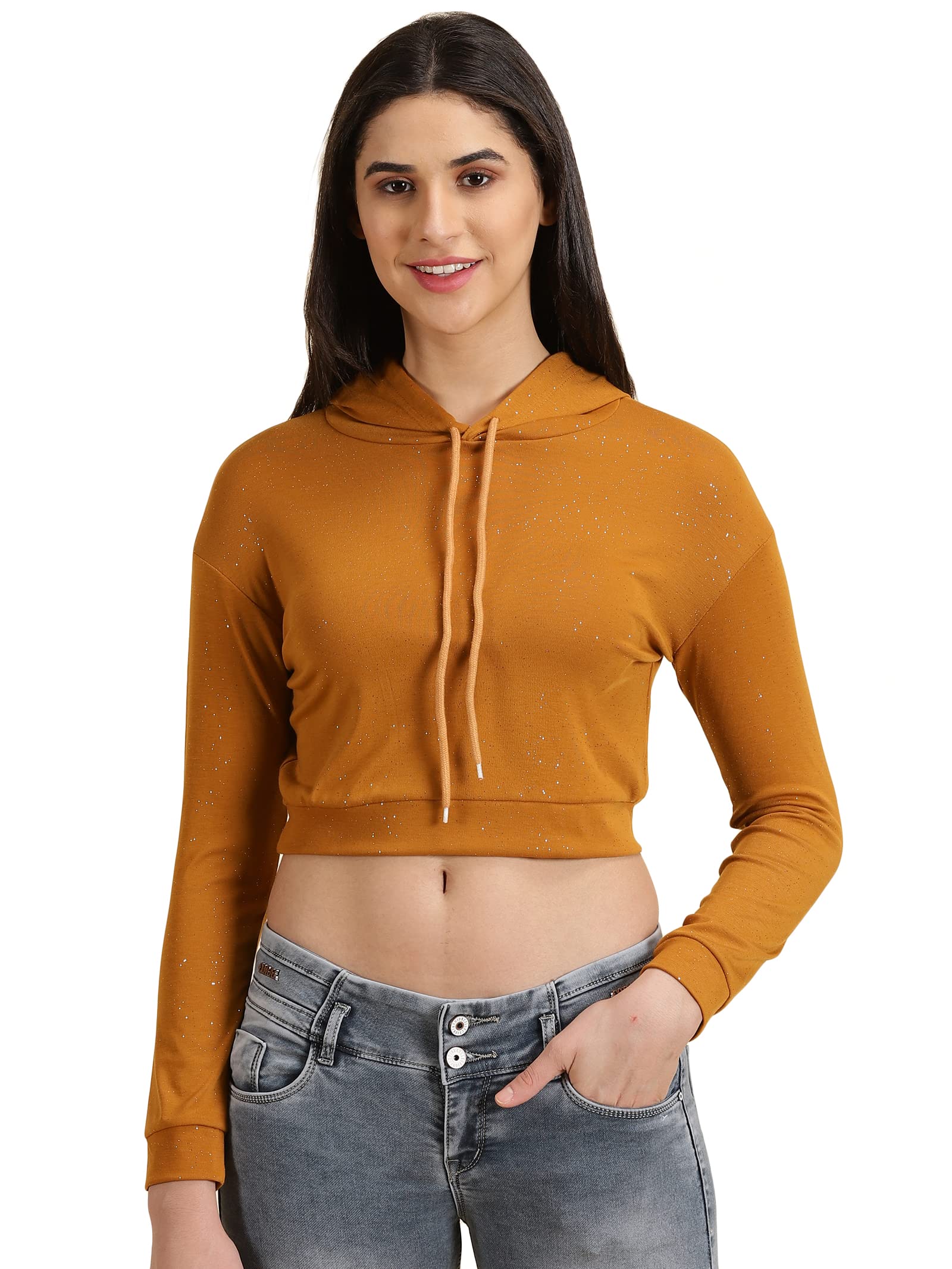 Women Solid Pullover Sweatshirt | Hooded Full Sleeves Cotton Sweatshirt's for Womens | Regular Fit Crop Sweatshirts for Women's-image-17