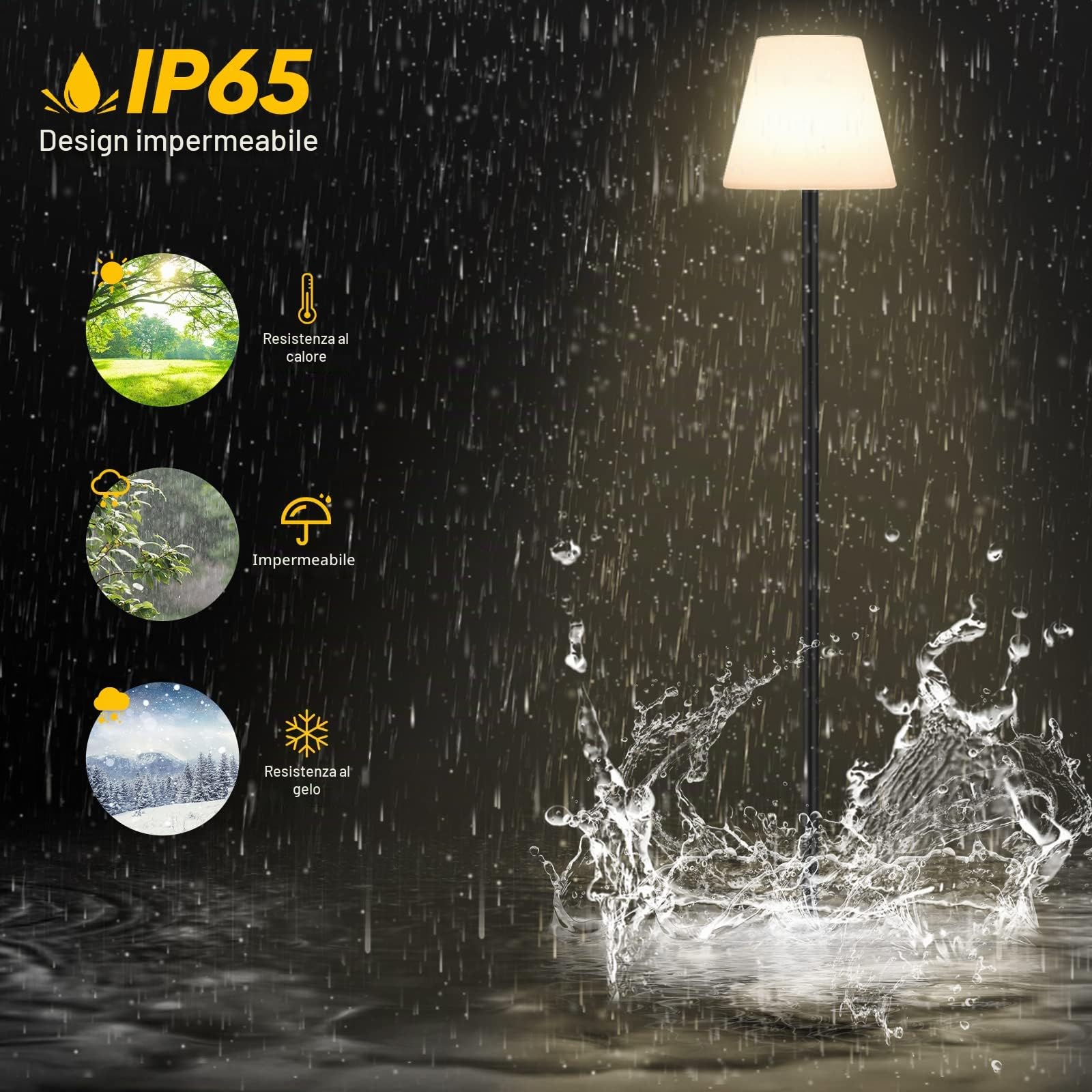 Lampada da terra solare per esterni, con sensore di luce, dimmerabile RGB e luce bianca calda, senza fili, ricaricabile tramite USB, per interni, regolabile in altezza, per terrazze, giardino.