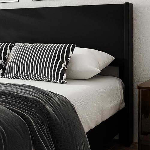 Miniatura 4 de Base de cama Queen con cabecera tapizada de piel sintética, resistente al desgaste, fácil de limpiar, base de colchón, no requiere somier, fácil