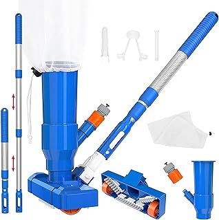 Pool Vacuum,Pool Cleaning Kit,Hot Tub Cleaning Kit,Swimming Pool Vacuum,Hot Tub Vacuum with Fine Mesh Bag,Thick Aluminum Pole,Portable Head with Scrubbing Brush,Spa Vacuum for Hot Tubs