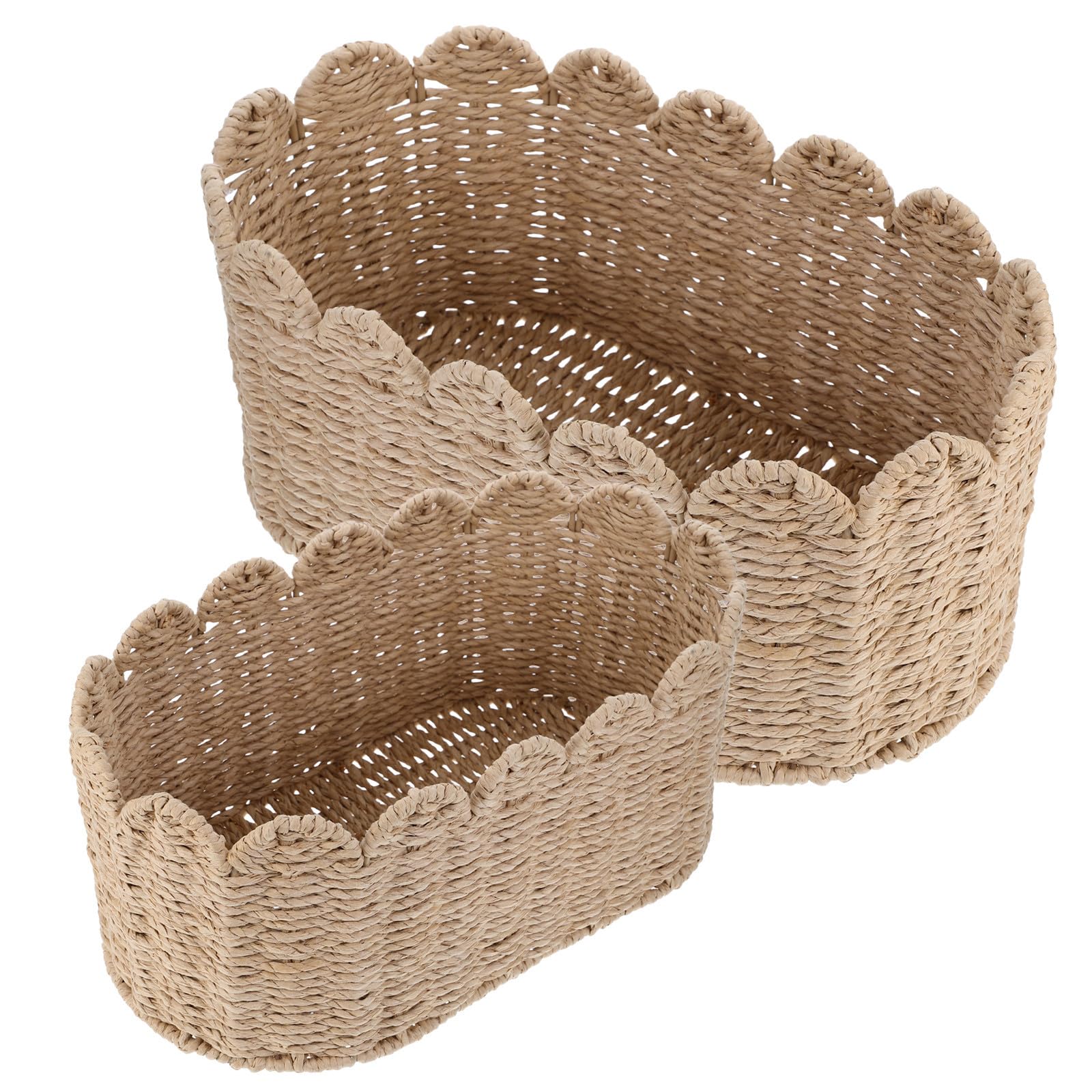LIFKOME 2 Pezzi Cestino Intrecciato Rettangolare in Corda di Carta con | Tono Naturale Beige, Struttura Robusta in Ferro, per Snack, Giochi e Piccoli Oggetti da Scrivania