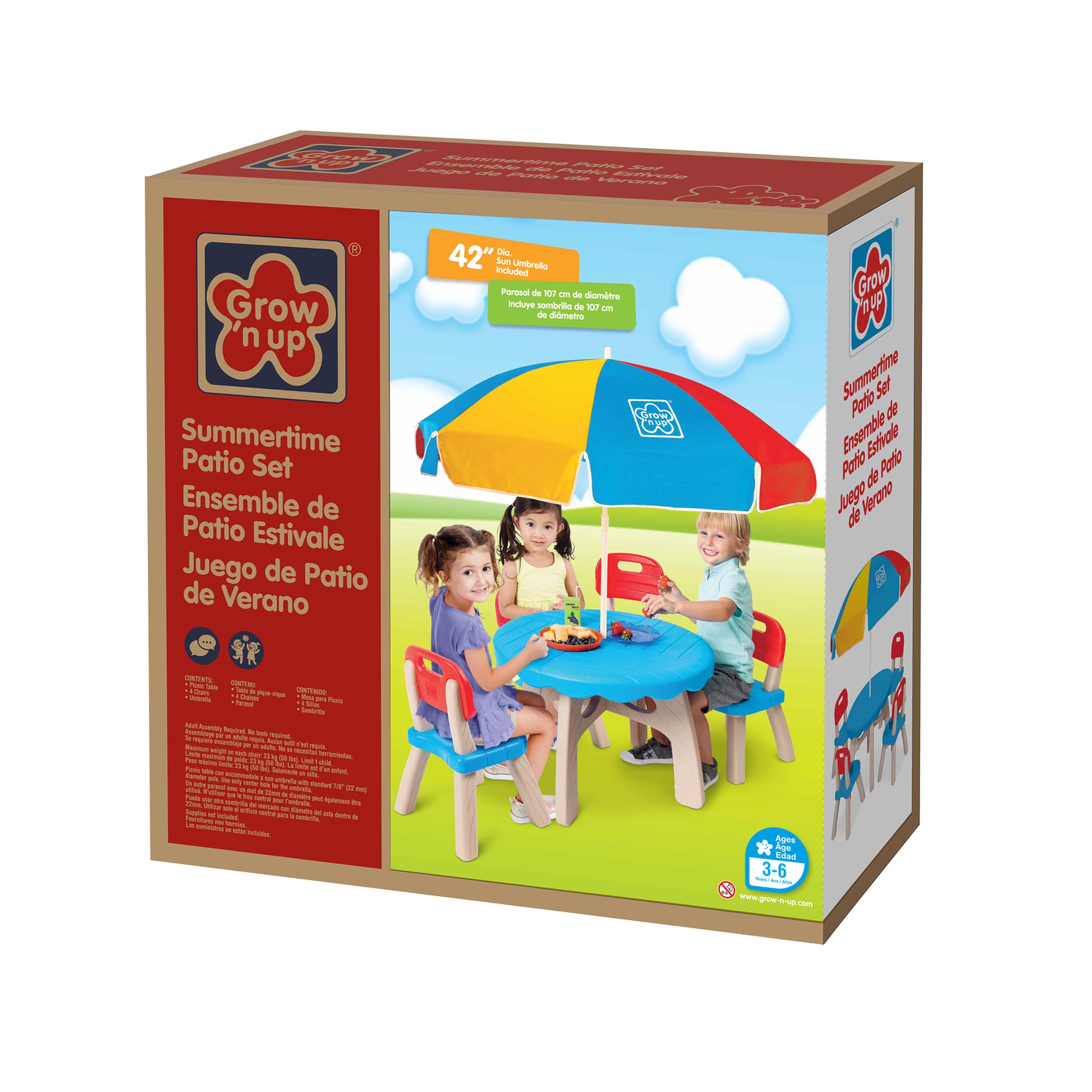 Grow'n Up Patio Set with 4 Chairs and Umbrella