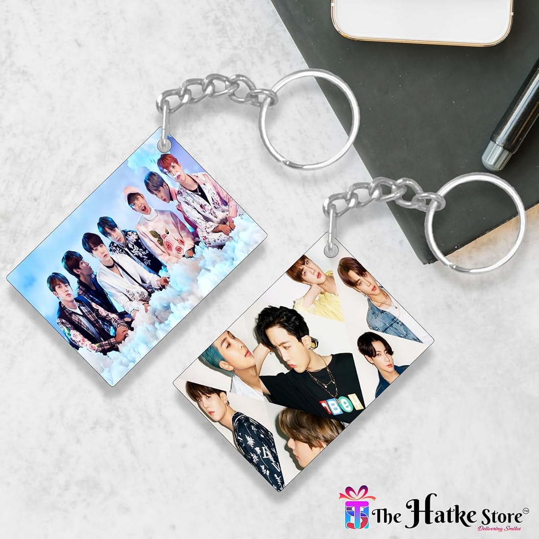 THE HATKE STORE Premium (Pack of 4) Bts Printed Keychain For Bike THE HATKE STORE Premium (Pack of 4) Bts Printed Keychain For Bike