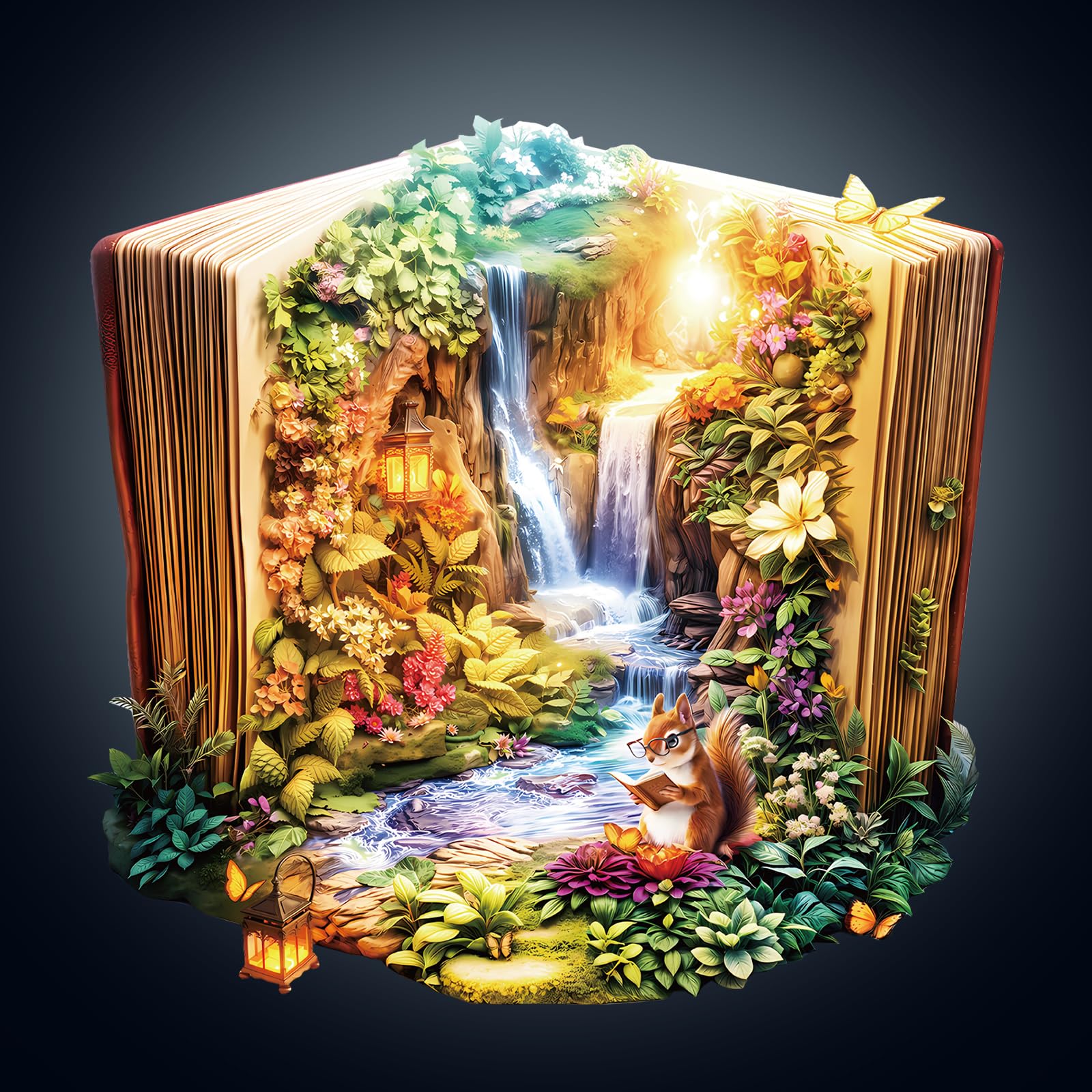 WOODBESTS Wooden Puzzles for Adults, Landscape in the Book Puzzles with 3D Visual Effect, Adult Puzzles, Birthday Gifts for Women Men (L-13.4 * 13 in 275pcs)