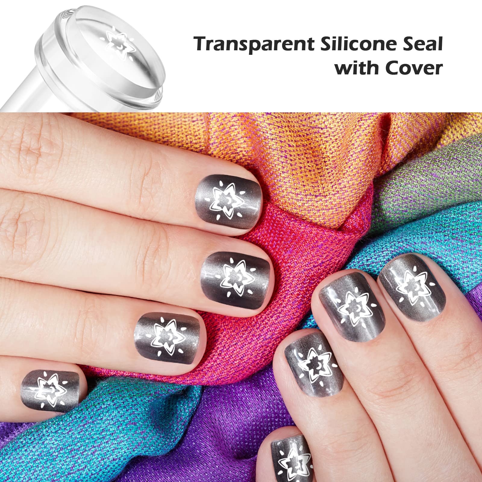 3 Pièces Nail Art Stamper,Ensemble Tampons En Silicone Transparent Nail Art, Jelly Stamper French avec Racleurs