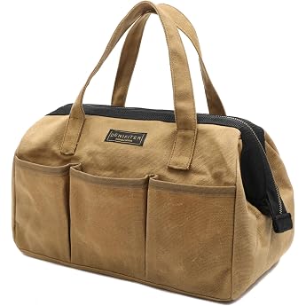 Tool Bag with Handle - 13 x 7.8 x 9 inches Waterproof Khaki
