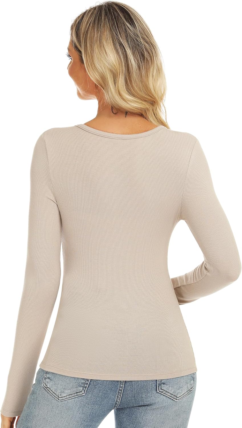 Stelle Women Henley Long Sleeve Crop Tops Ribbed Knit Button Slim Fitted Tops Casual Basic T Shirts - Image 5