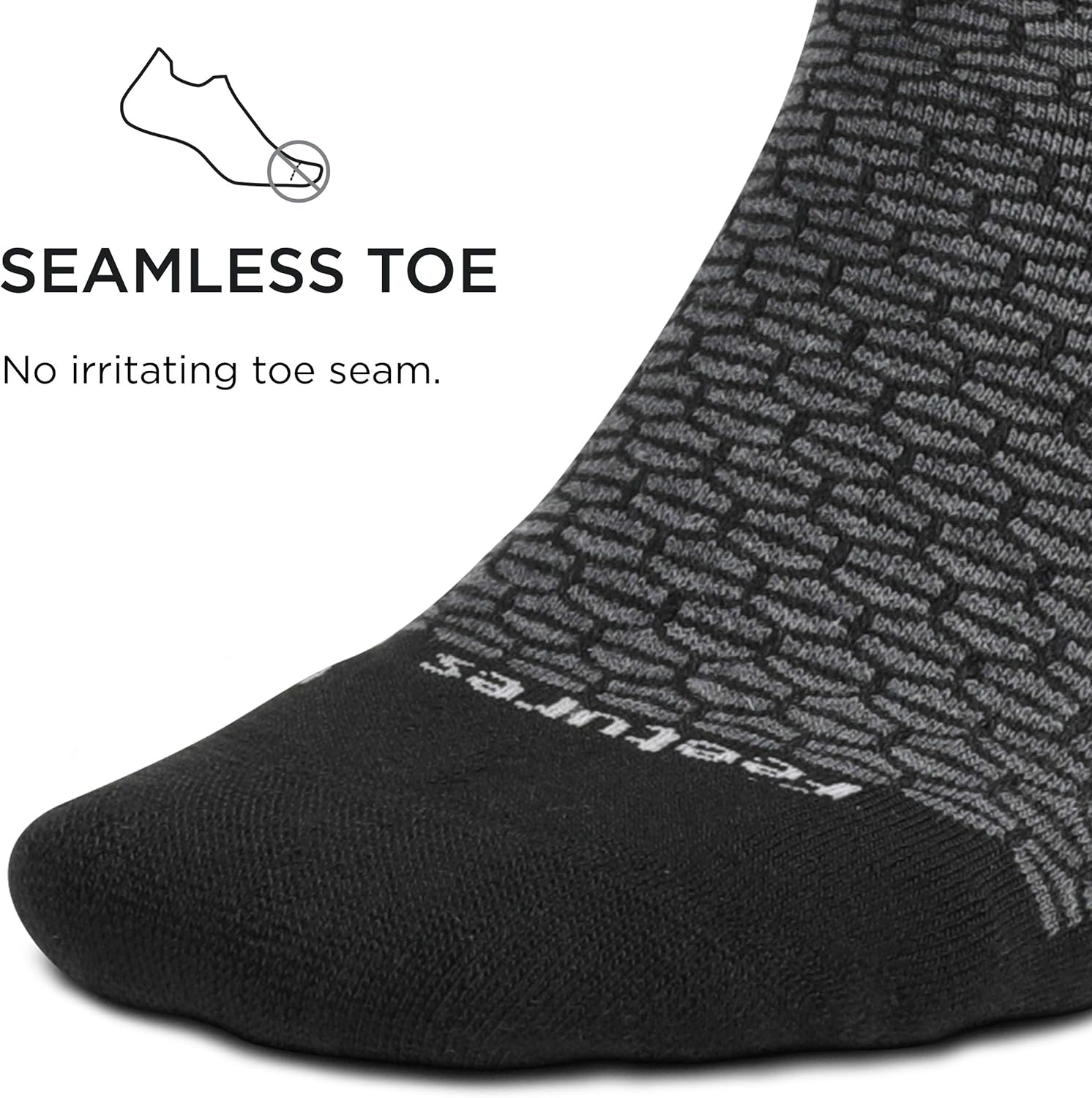Feetures Womens Everyday Cushion Crew Sock (Small, Black)