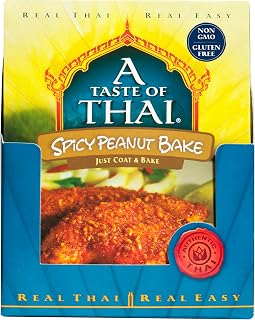 A Taste of Thai Spicy Peanut Bake – Authentic Thai Seasoned Coating Mix for Chicken, Fish & Pork – Gluten-Free & Non-GMO – Sweet & Spicy Peanut Crust – Bake, Air Fry or Grill – 3.5 oz (Pack of 12)