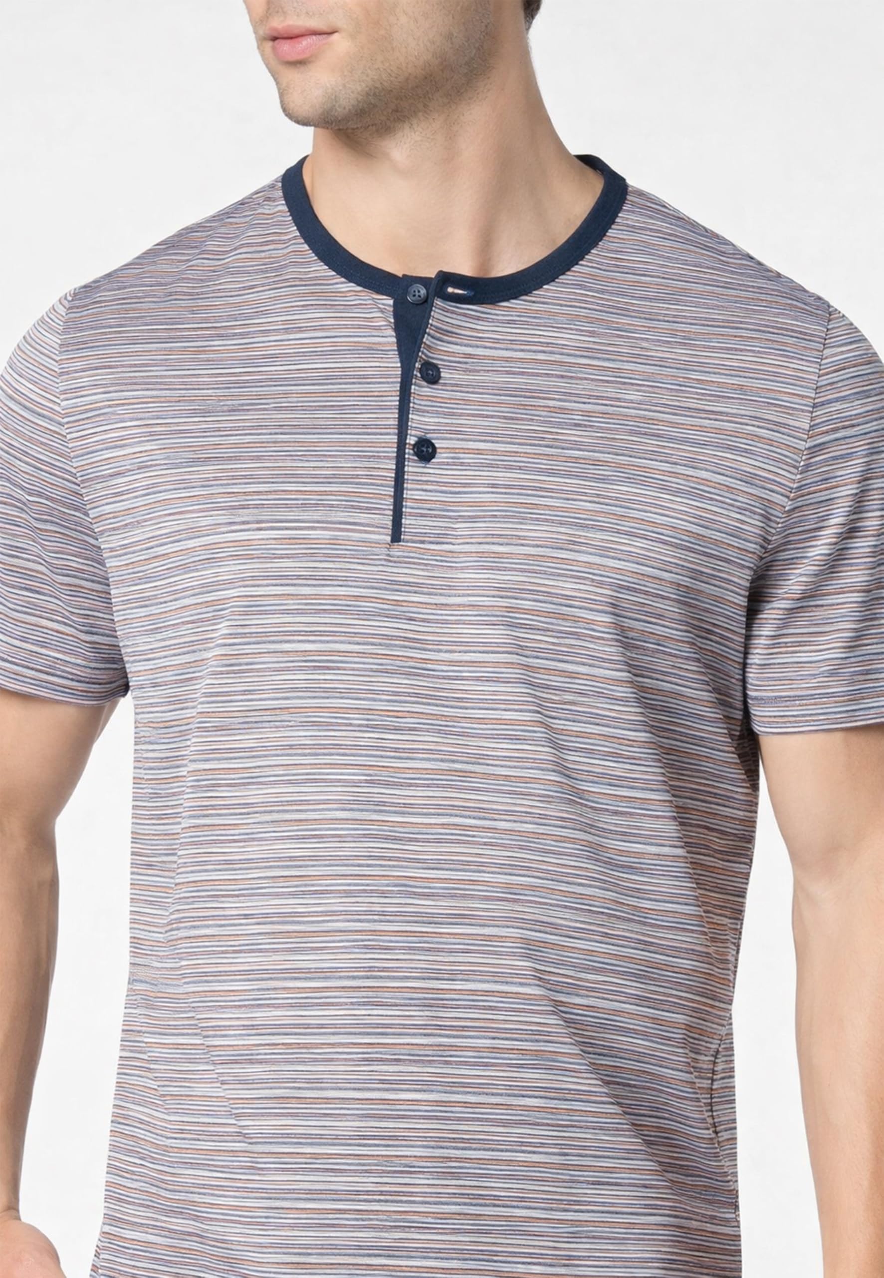 PEROFIL Pigiama Uomo Corto Cotone Jacquard Estivo Millerighe Art. VPRT93373