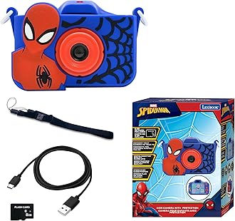 Lexibook, Spider-Man, 4-in-1 camera for children with protection, Photo, video, MP3 and game functions, 15 frames to personalise your photos, 8 GB memory card included, DJ078SP
