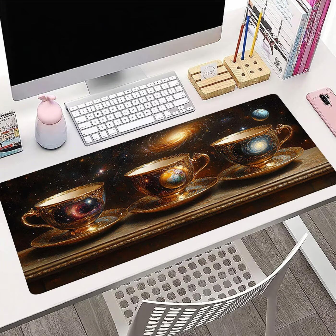 Tappetino Mouse Gaming Cielo stellato Tappetino per Mouse XXL 1200 x 400 mm, Grande Sottomano Scrivania, Impermeabile e Gomma Antiscivolo, Resistente All'usura Mousepad, Tazza da caffè H-11918