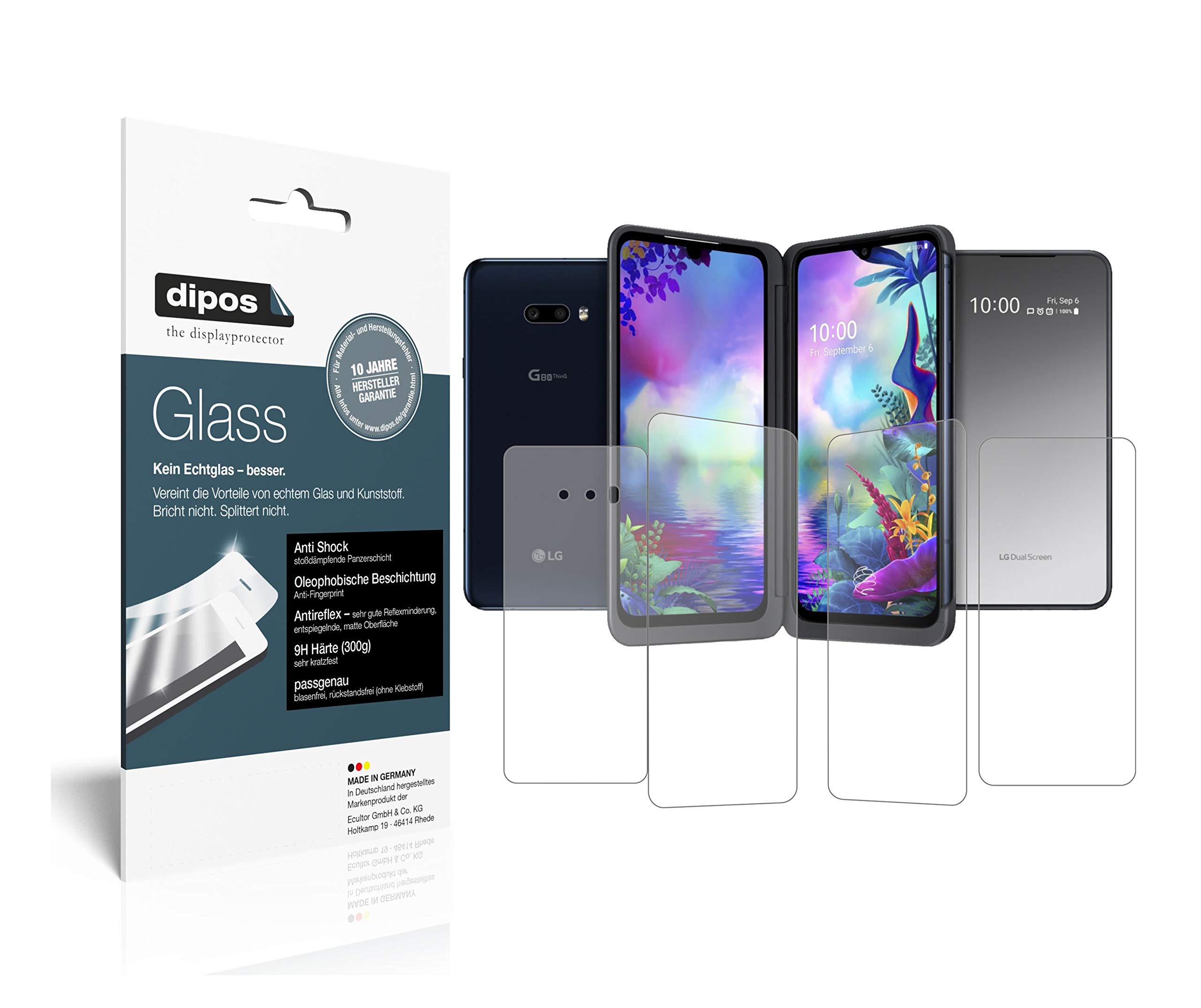Dipos 6x Pellicola Protettiva Antiriflesso Per LG G8X ThinQ Dual Screen - Opaca, Anti-impronta, Made In Germany - 2