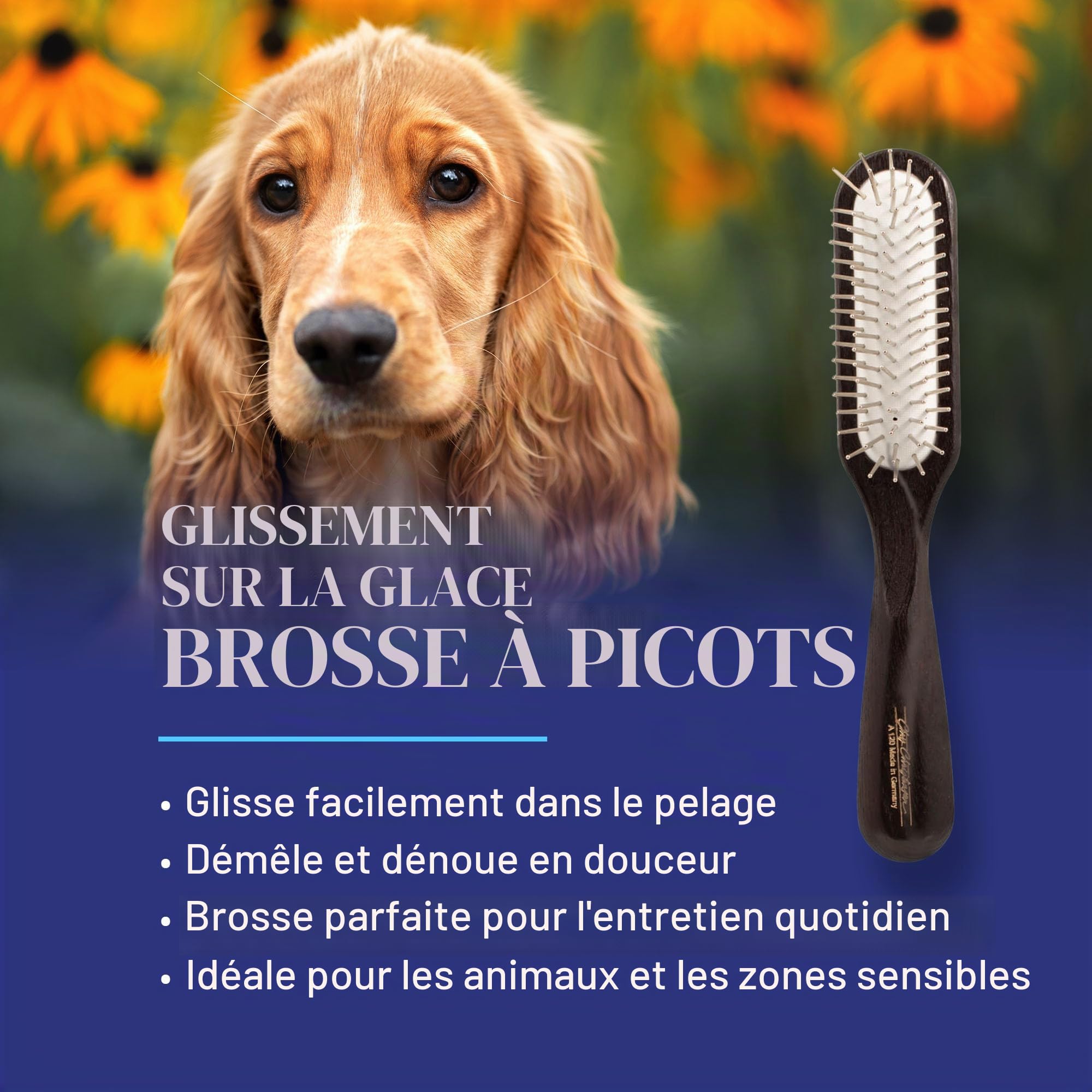 Chris Christensen Brosse démêlante pour chien, 20 mm, brosse spéciale pour toiletter comme un professionnel, élimine les tapis tenaces et les enchevêtrements, les broches arrondies et mises à la