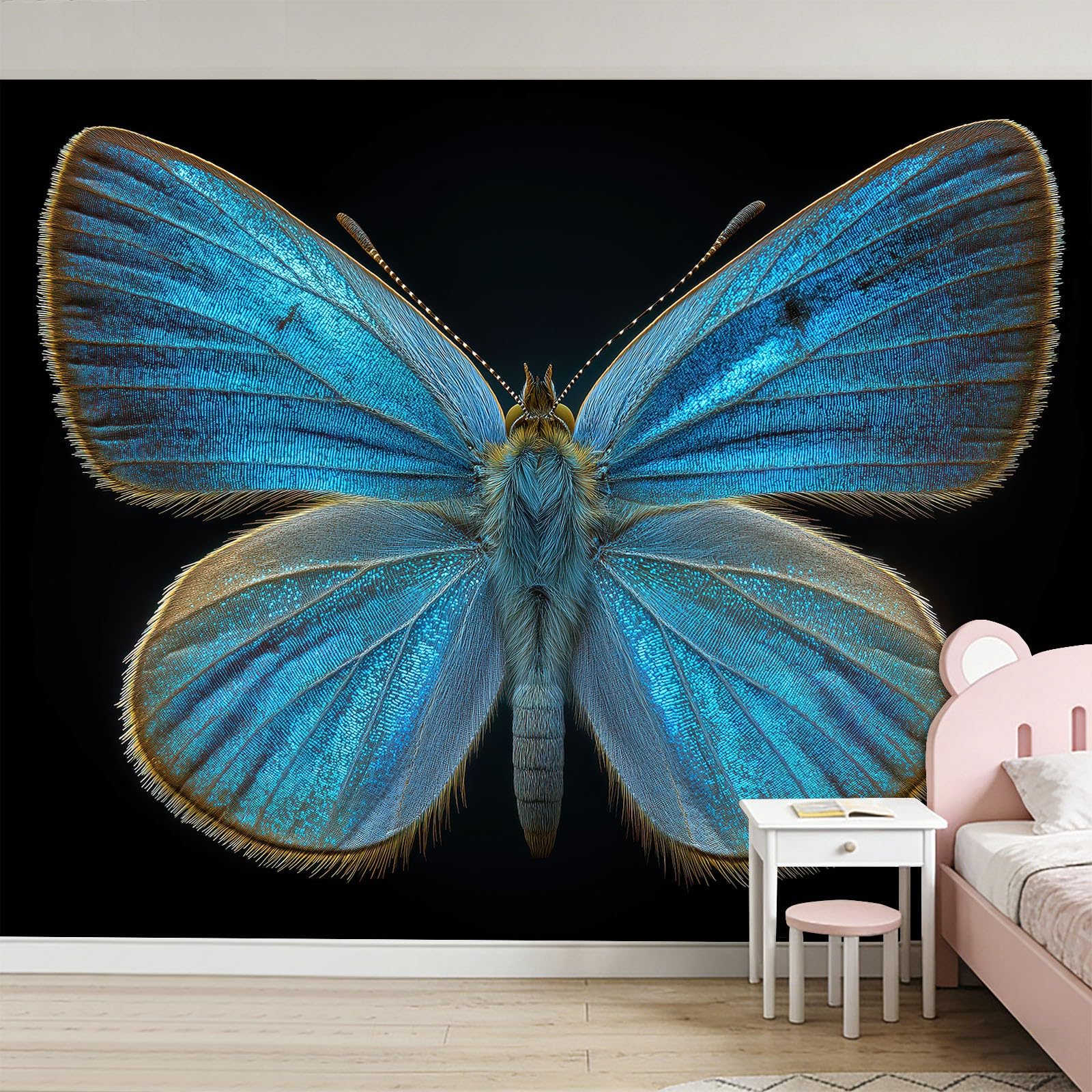 Générique Carta da Parati Panoramica Farfalla Blu Stelle Scintillanti 300 x 210 cm Murale, Arte Fantasy Carta Da Parati In Tessuto Non Tessuto, Foto Per La Meditazione Camera Da Letto Della Ragazza