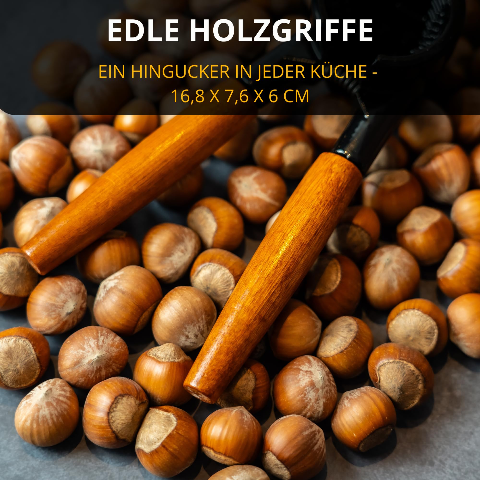 Produktbild von MAGICLULU Walnusszange Mit Holzgriff – Aluminiumlegierung, Rutschfest, Federnd, Für Haselnüsse Und Pekannüsse