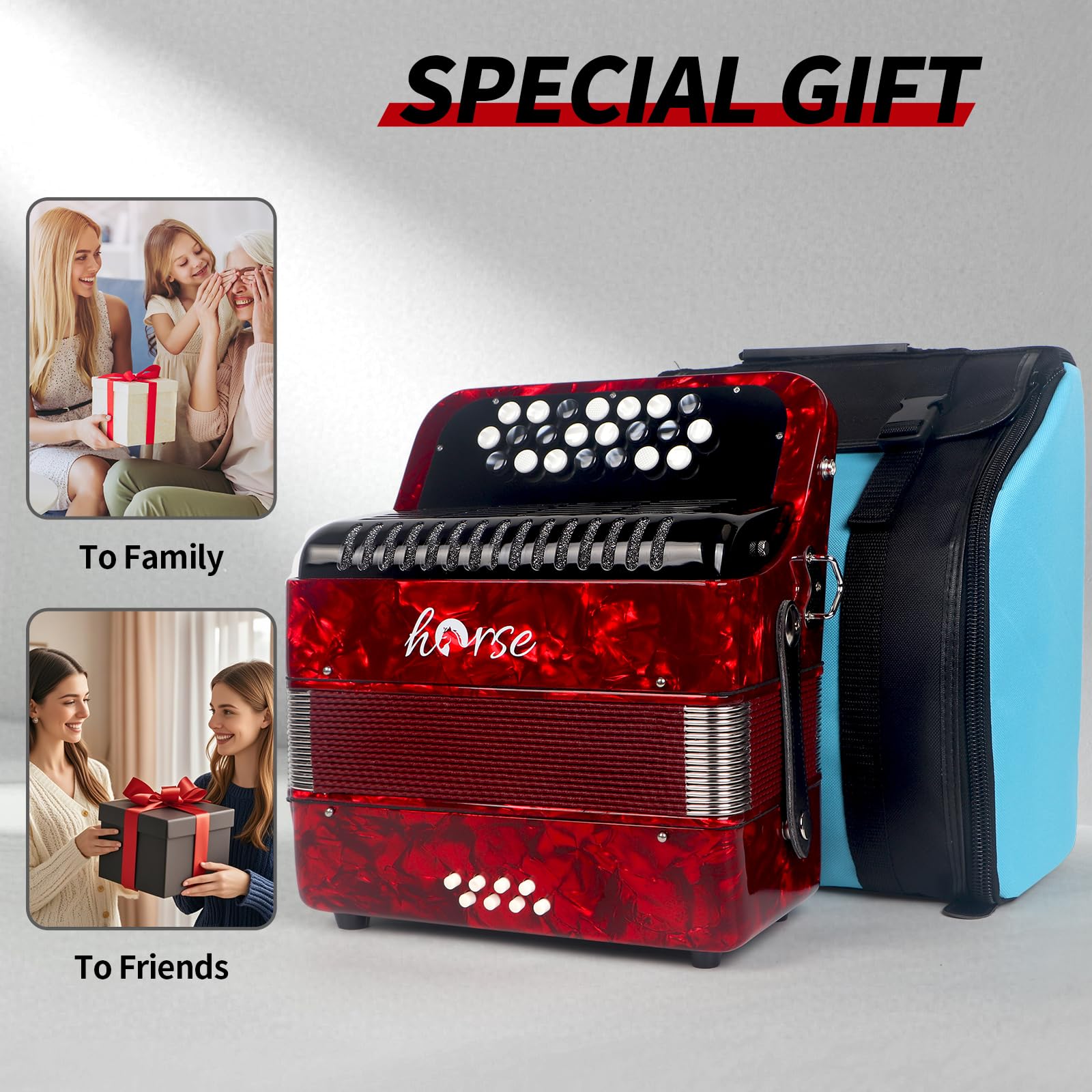 Amazon.com: 22 Key 8 Bass Accordion, Acordeones Para Adultos