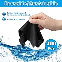 Vista 3 de Fabbay 200 paños de limpieza de microfibra para lentes, paños de microfibra de pantalla de 7 x 6 pulgadas, toallitas para lentes para lentes, Negro