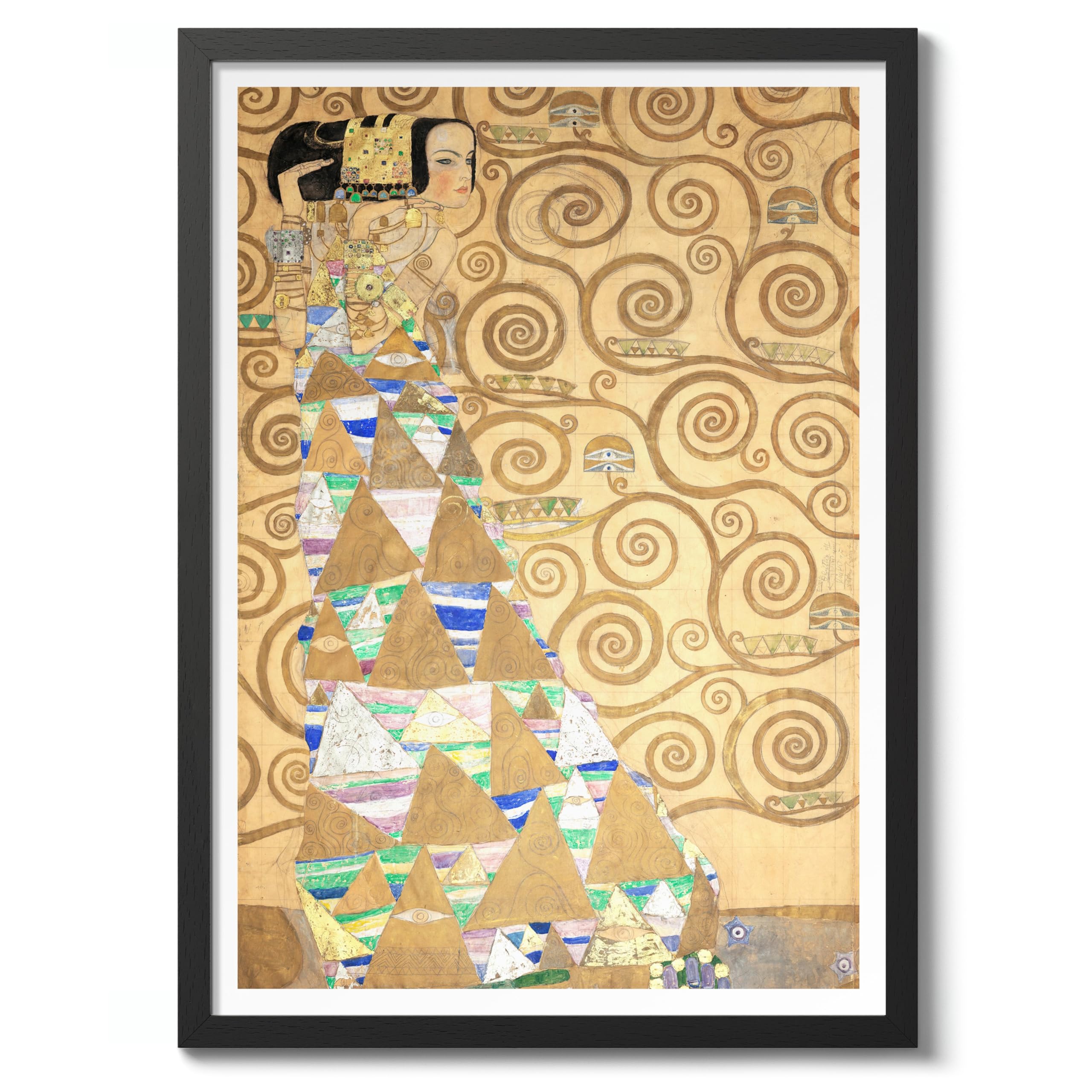 Animato Expectation (Dancer) Gustav Klimt Poster, Classic Famous Oil Painting Print, Modern Art Nouveau Wall Art Home Decor, Archival Matte, 50x70cm (Black Frame) - 50x70cm