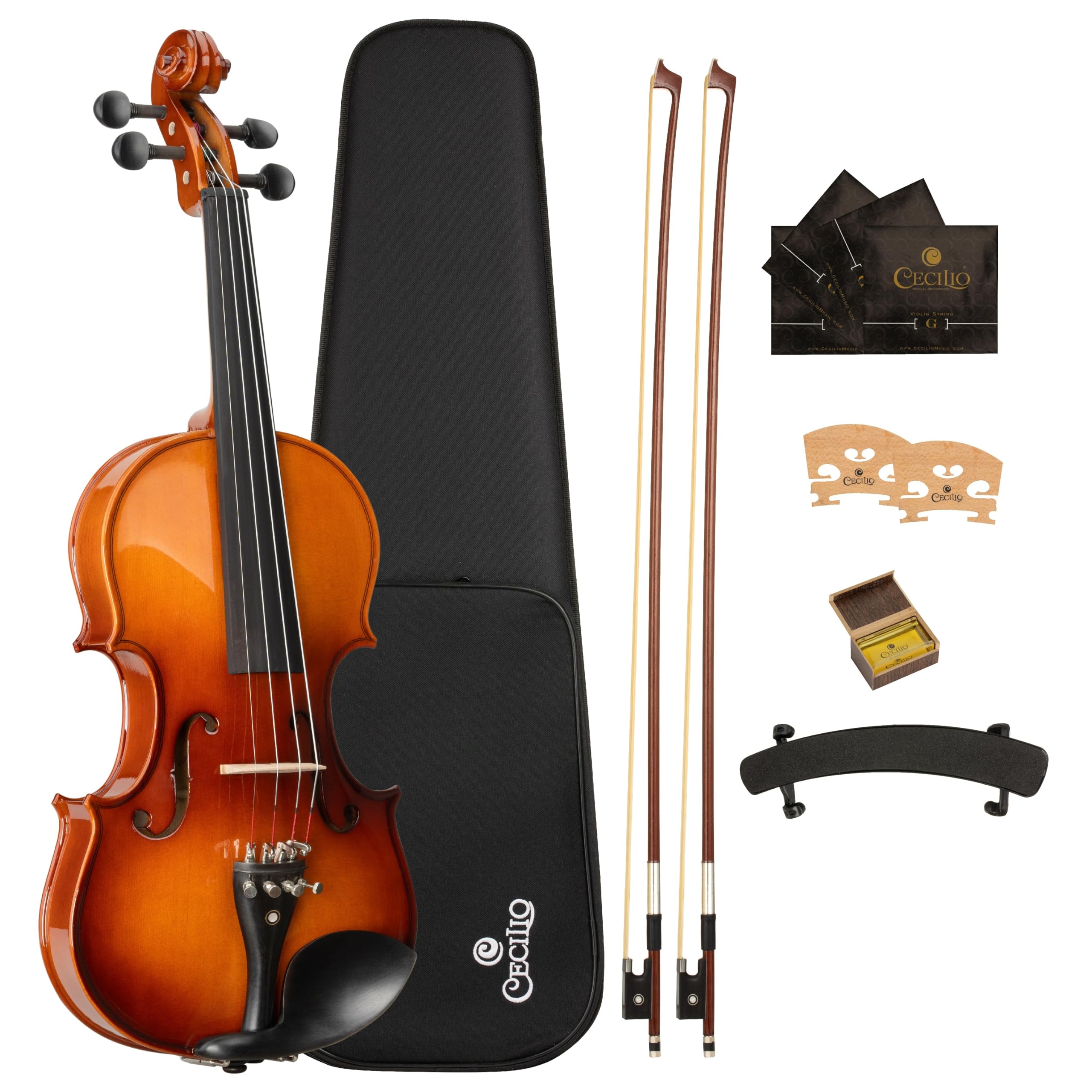 Cecilio 44 Left Handed Acoustic Violin Solid Spruce Maple Set with Case product thumbnail 2