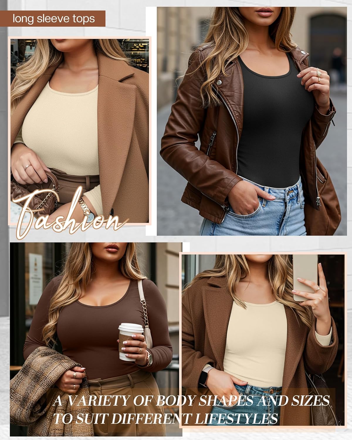 Ficerd 3 Pack Women's Plus Size Thermal Shirts Fleece Lined Scoop Neck Long Sleeve Tops Fitted Winter Base Layer Underwear