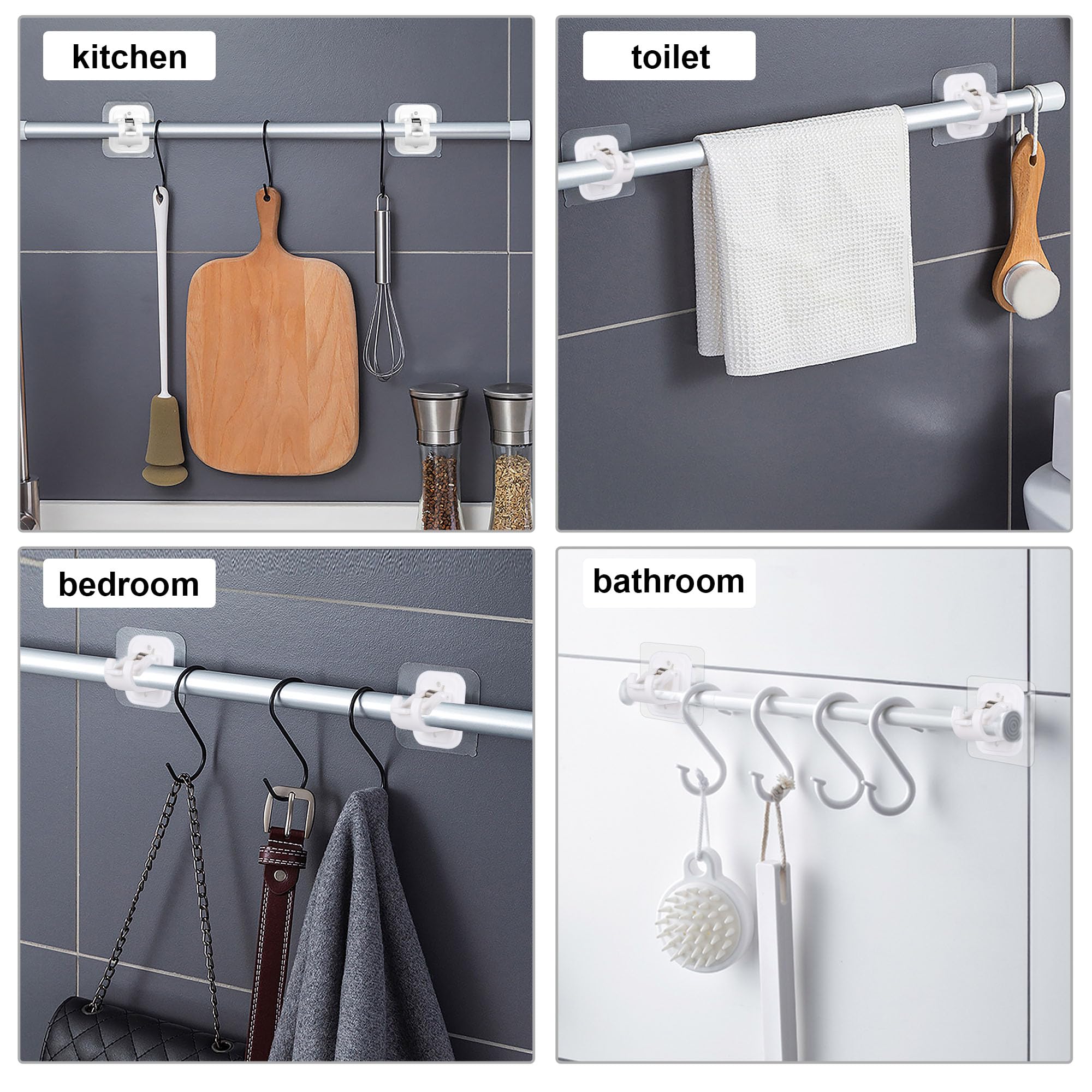 No Drill Curtain Rod Holders - 14 Pack -4