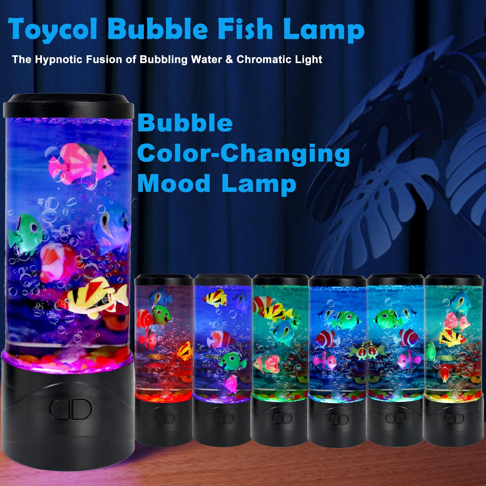 Toycol Lampada per acquario sensoriale a forma di pesce finto a bolle