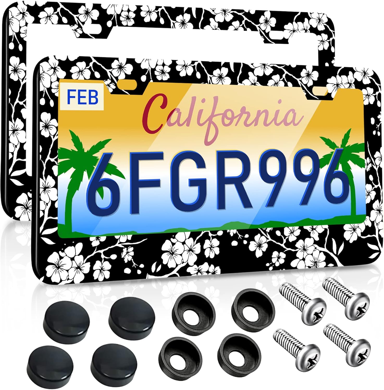 Toykee License Plate Frames 2 Pack for Women Floral Car