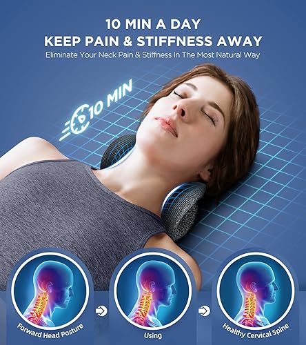 Miniatura 2 de Osteo Ensanchador de cuello con cubierta magnética de terapia, 2 modos suavefuerte dispositivo de tracción cervical para alivio del dolor, sin olor,