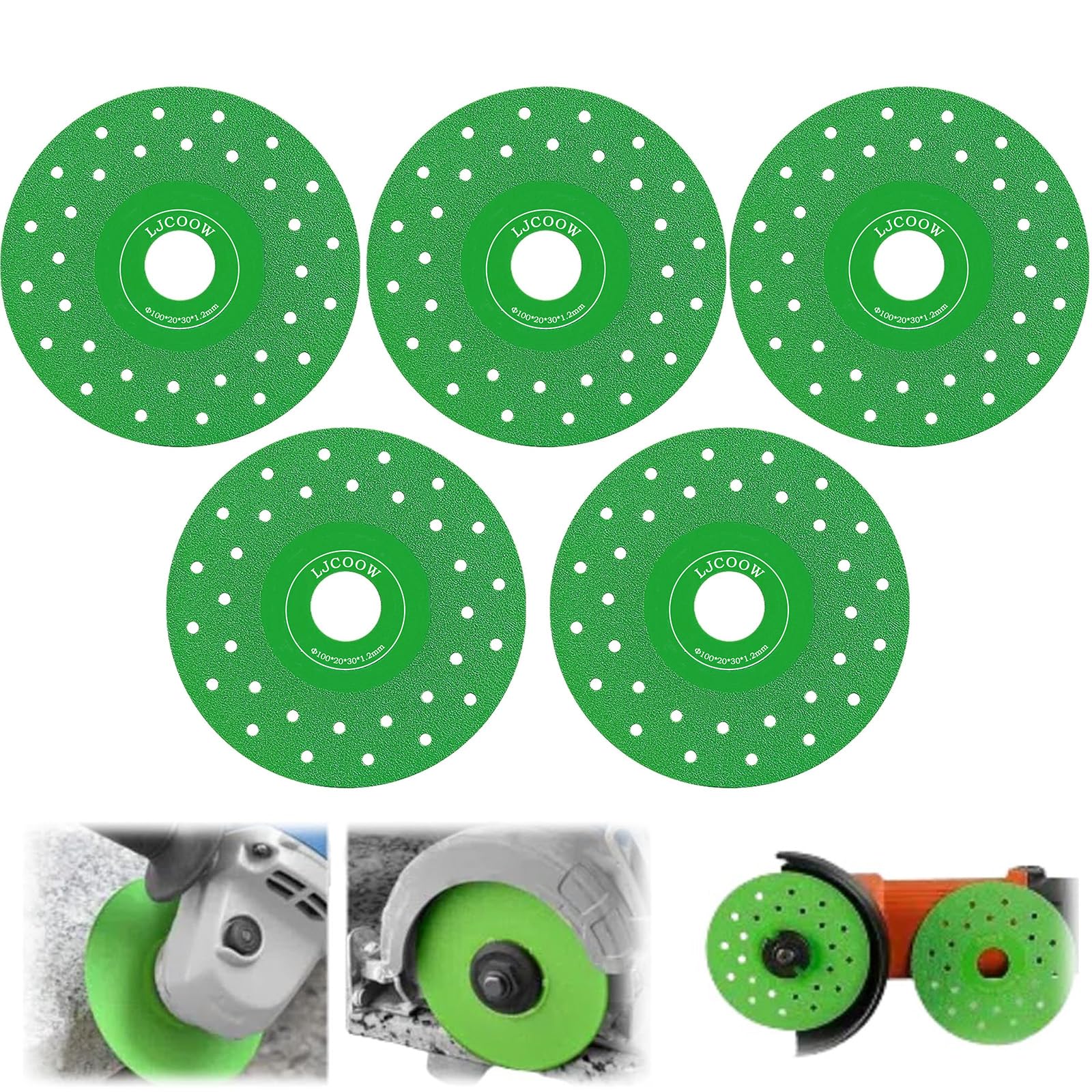 Diamond Chamfered Saw Blades, 5 Pcs 4 Inch Glass Cutting Disc, Rock Slab Flat Grinding Cutting Piece for Angle Grinder