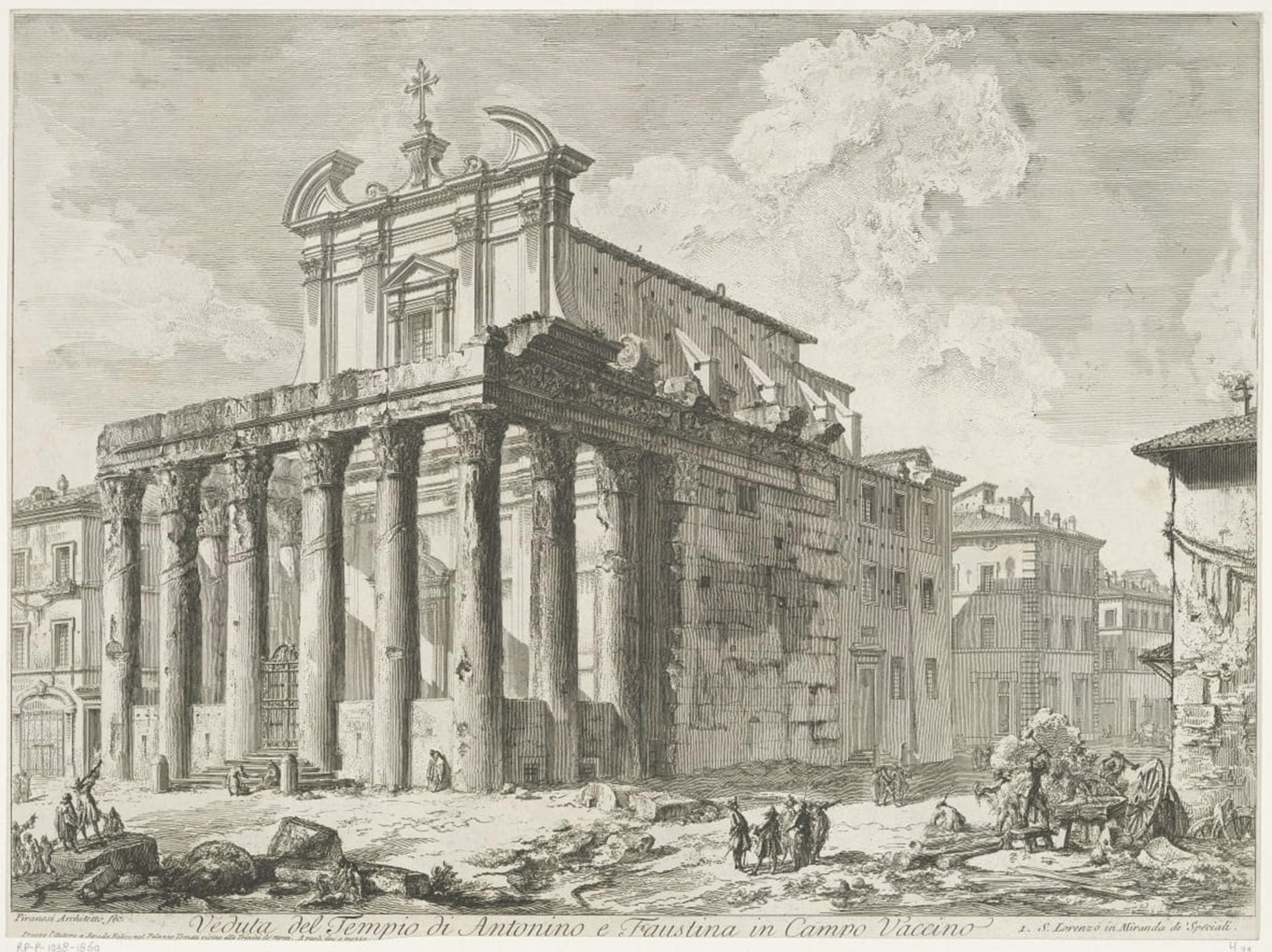 ARTXLXXBN Famous Painting Art Wall Decor Abstract Art Picture Tempel Van Antoninus En Faustina by Battista Piranesi Animal Pictures for Home Decor 60x90cm