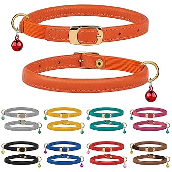 Amazon | Murom ロールレザー 猫用首輪 ゴムストラップ付き 安全