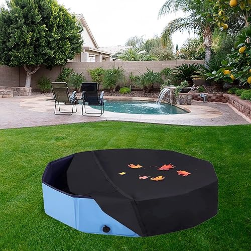 Miniatura 5 de SIRUITON Cubierta de piscina plegable para perro y mascotas, cubierta redonda para piscina, cubierta de piscina plegable para niños, accesorios de