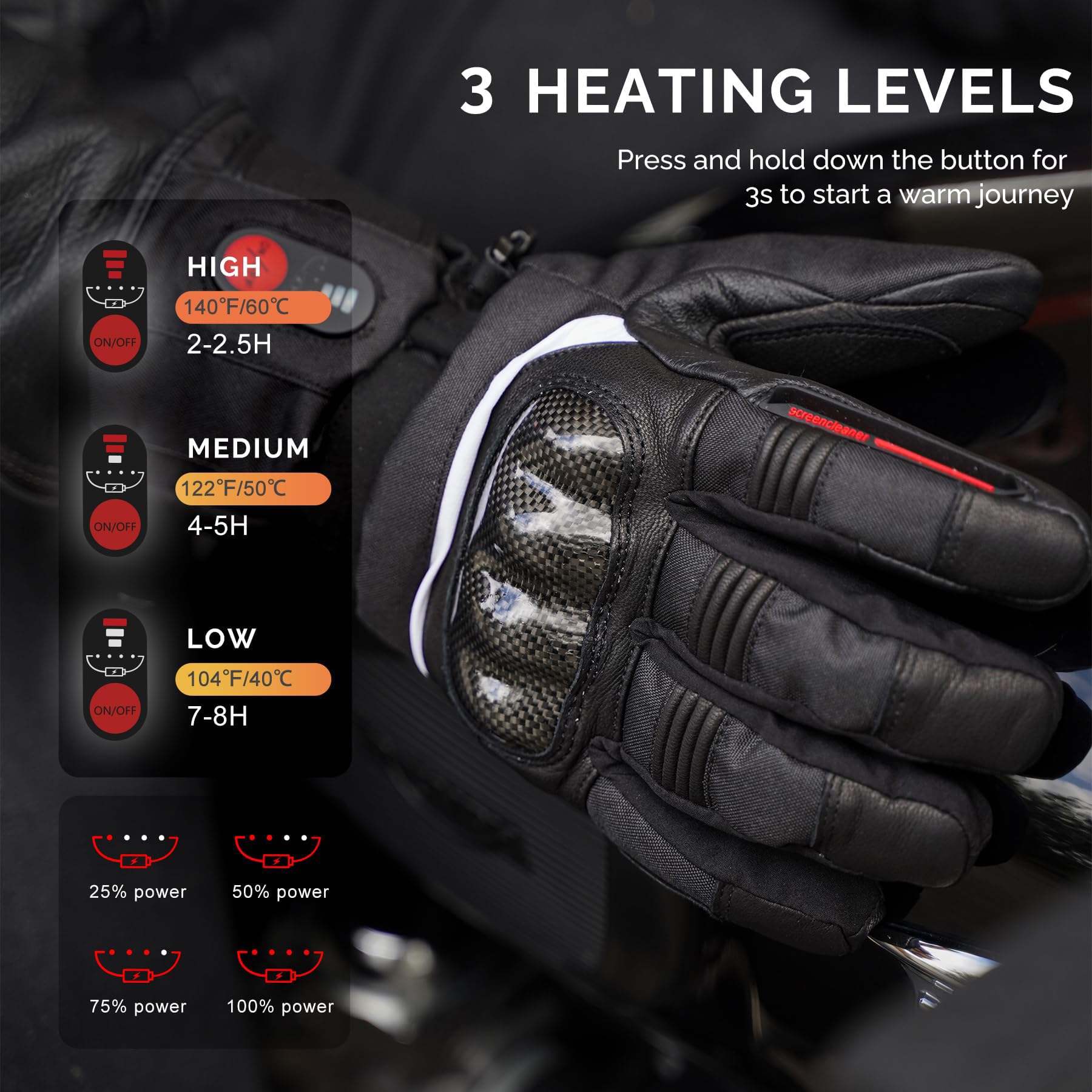 SAVIOR HEAT Gants Chauffants avec Batterie Rechargeable pour Hommes Femmes,Gants Chauffants pour Le Moto Ski Cyclisme Randonnée L'alpinisme