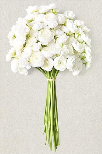 Waipfaru Ranunculus Artificial Flowers, 18Pcs 14In Fake Peonies Artificial Flowers,