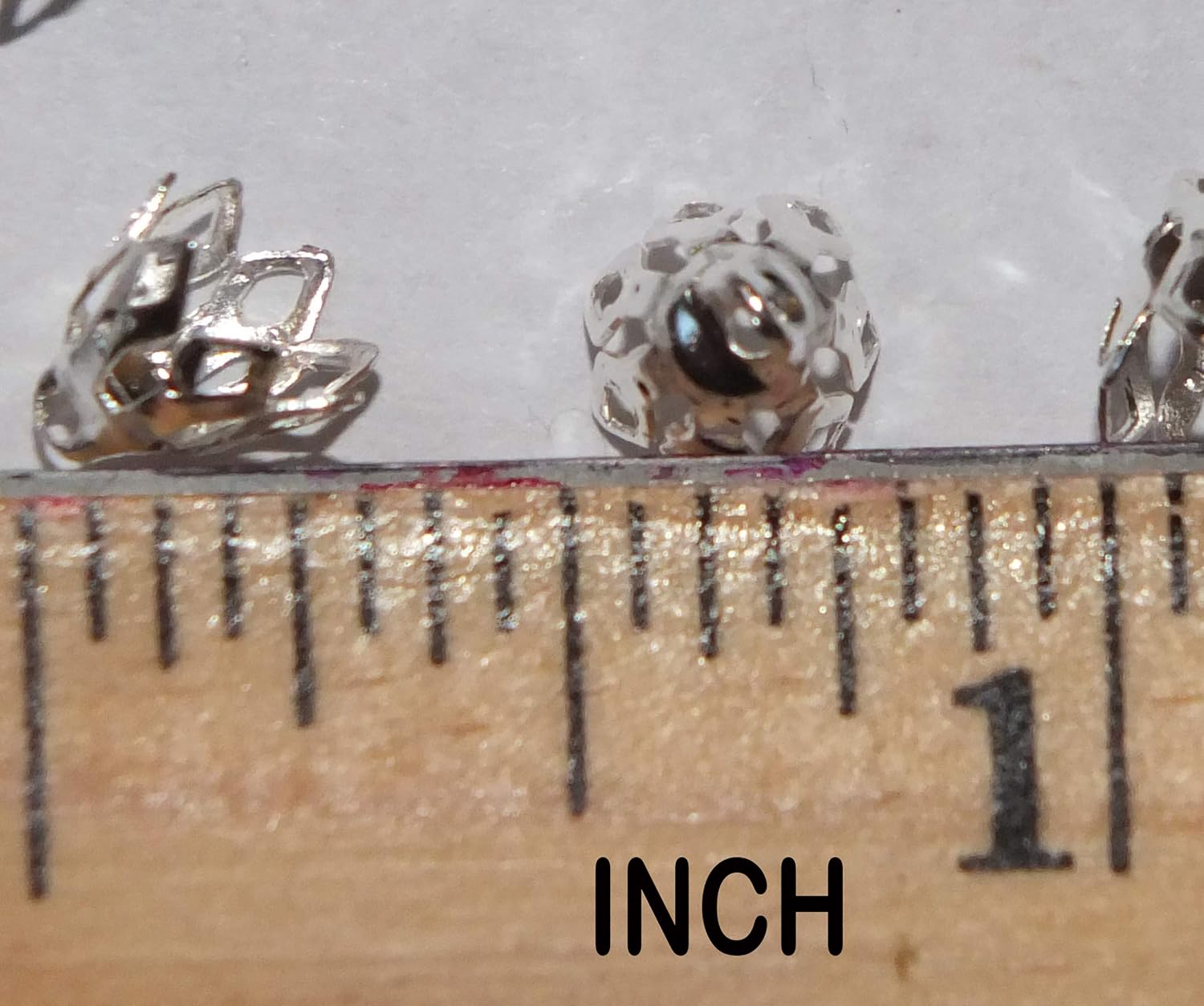 Filigree Bell Caps Pliable Prongs. Loop for Hanging. Silver Plated Pack of 50. 7mm