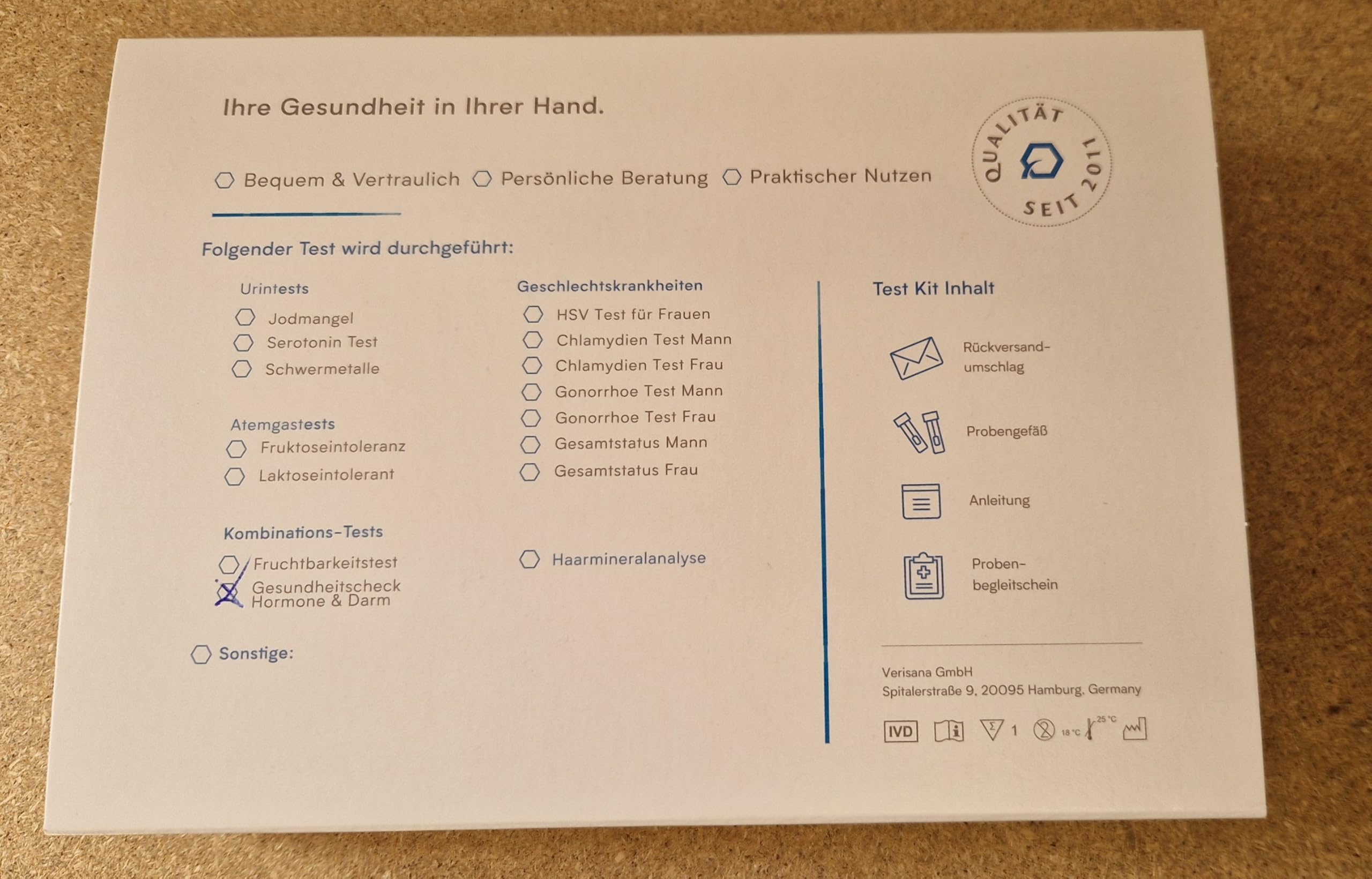 Test minerale – Magnesio & Zinco & Selenio – Carenza di minerali per 3 minerali importanti rapidamente e facilmente determinare – Verisana