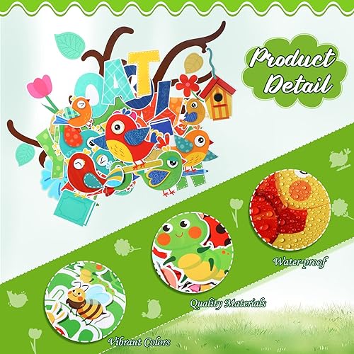 Miniatura 3 de 116 piezas de decoración de tablero de anuncios de primavera diseño bohemio pájaros aula papel bohemio recortes de pájaros hojas de pájaros recortes