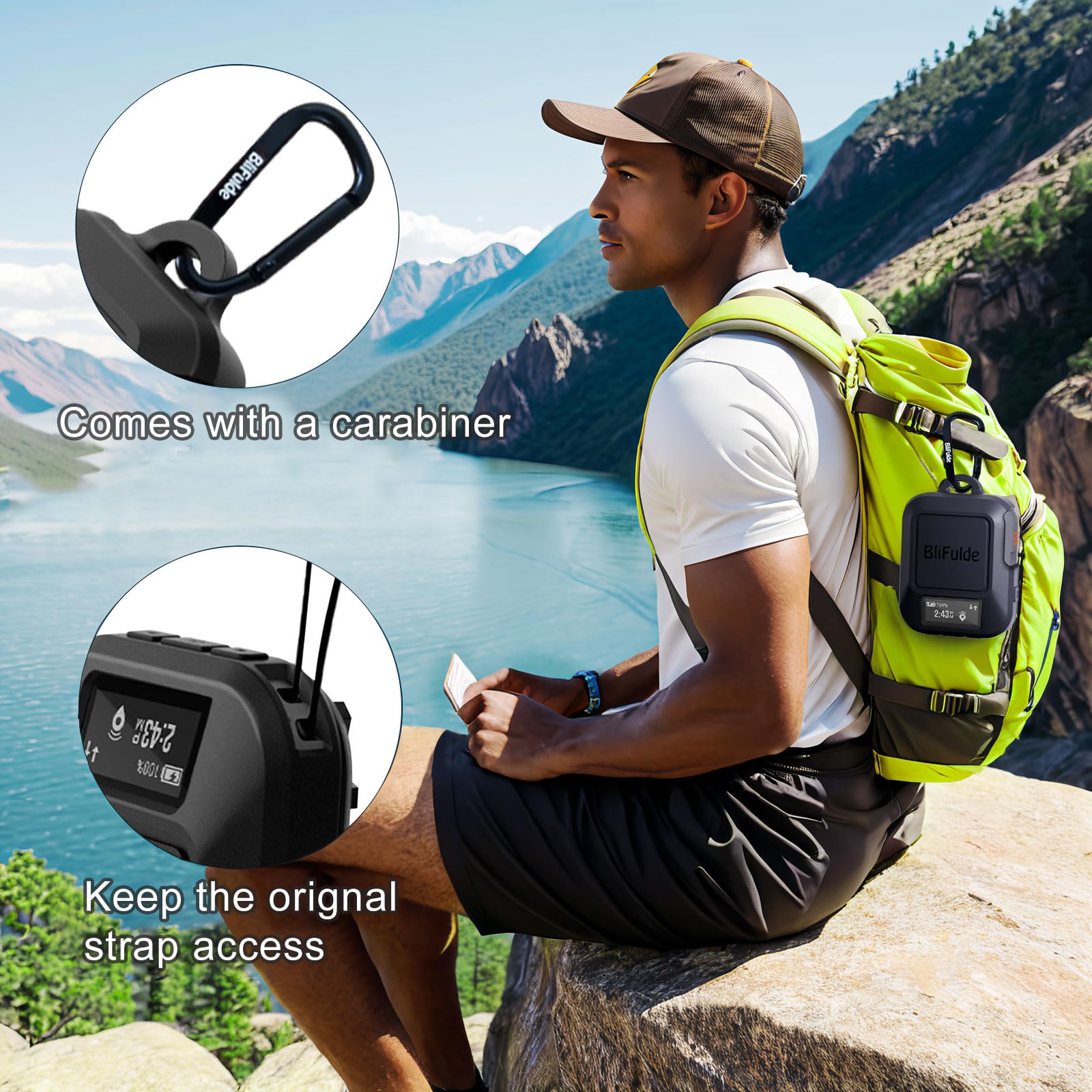 Custodia protettiva in silicone per Garmin inReach Messenger Plus – Custodia antiurto in silicone con moschettone – design durevole – nero (solo custodia)