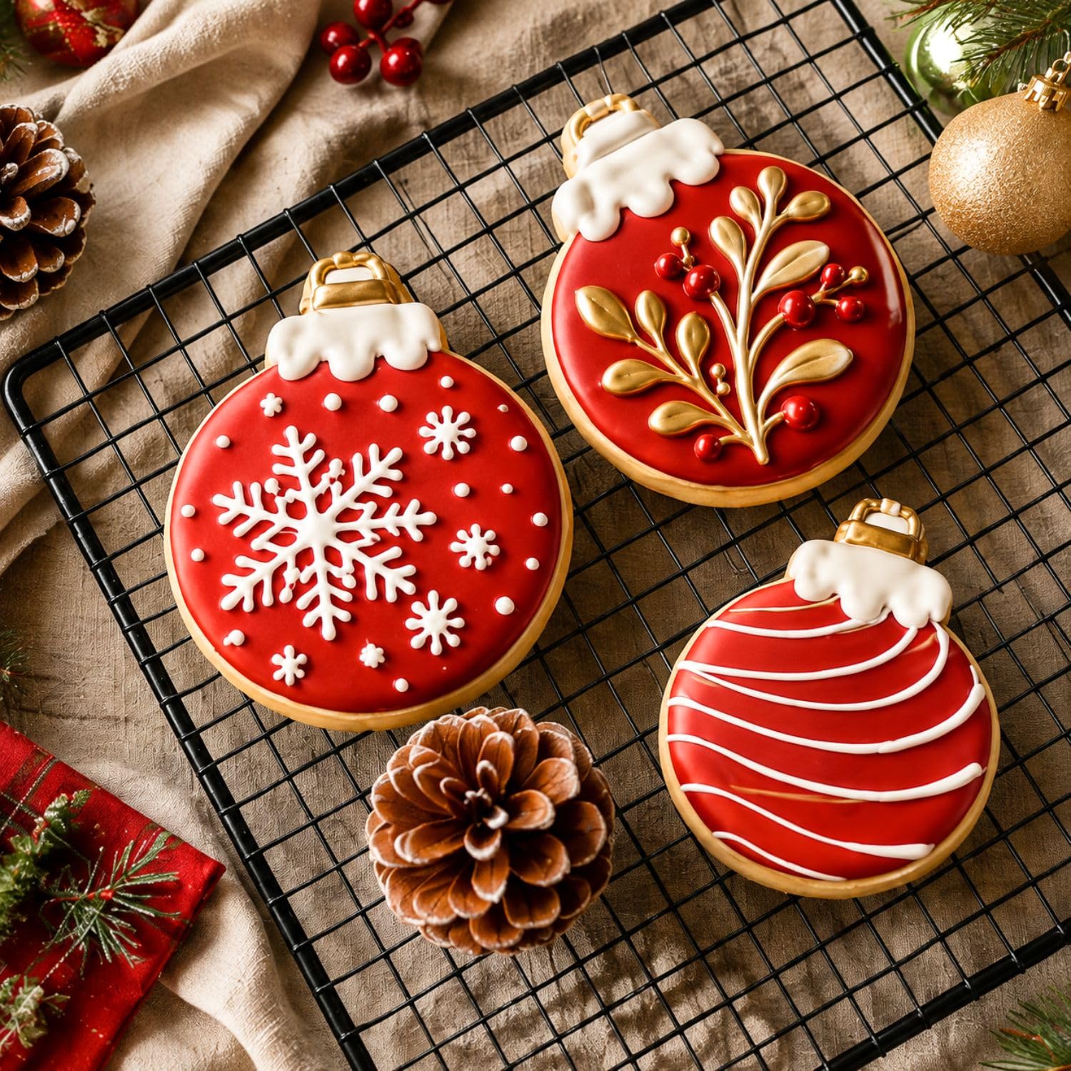 Juego de cortadores de galletas de Navidad de acero inoxidable de 3 piezas para hornear