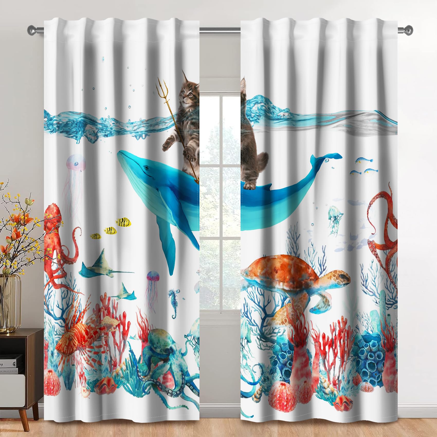 Kzzfqxb 117x138cm Cartoon Curtains 2 Panels - Image 2