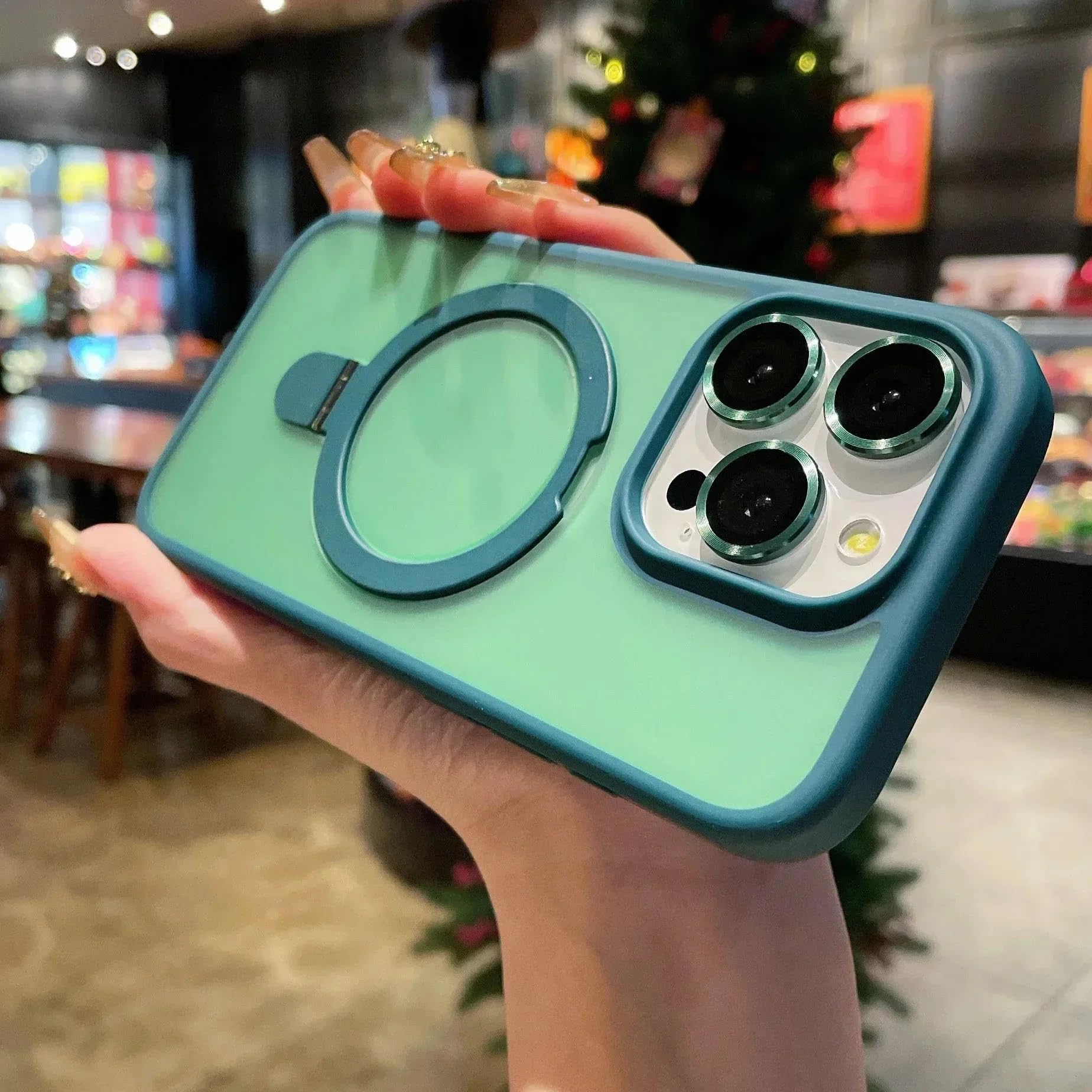 Étui de chargement sans fil iPhone 12 protection objectif mat vert