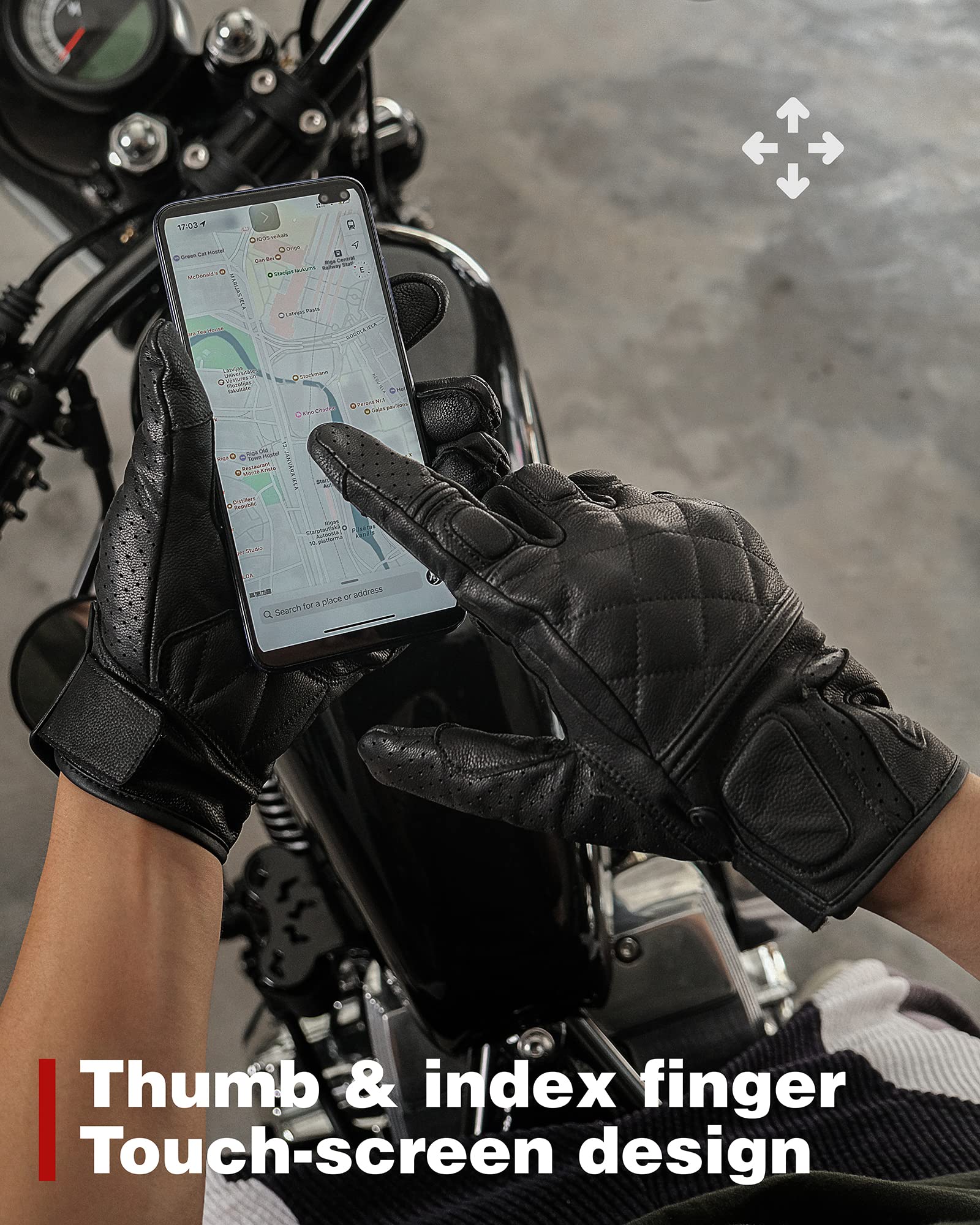 BORLENI Motorhandschoenen van geitenleer, zomer, ademend, touchscreen, met volledige vingergewrichten, voor heren, motorcrosshandschoenen, fiets, schokbestendig, antislip, L BORLENI Motorhandschoenen van geitenleer, zomer, ademend, touchscreen, met volledige vingergewrichten, voor heren, motorcrosshandschoenen, fiets, schokbestendig, antislip, L