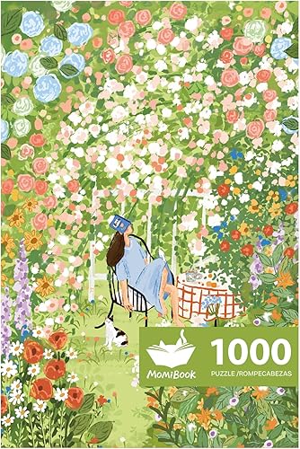 MOMIBOOK Rompecabezas para adultos de 1000 piezas de jardín de la tarde, pintura de primavera, imagen difícil, desafiante, difícil imposible,