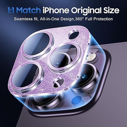 Miniatura 444 de UniqueMe [Paquete de 3 protectores de lente de cámara compatibles con iPhone 14 Pro Max/iPhone 14 Pro, vidrio templado, [compatible con fundas]