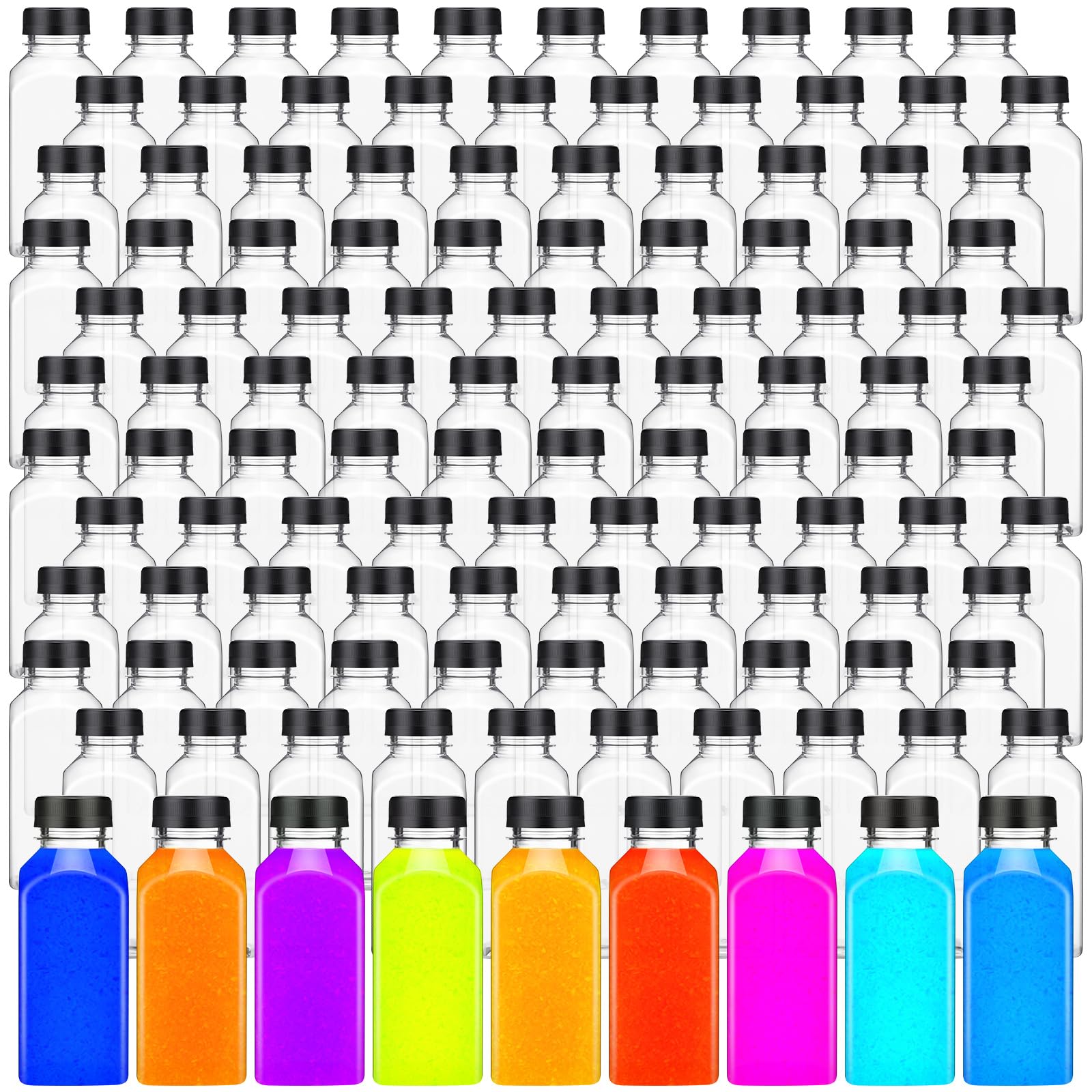 View 1 of ***FACTORY SEALED***Zhehao 10 oz Plastic Juice Bottles with Caps (250-Pack, Black)