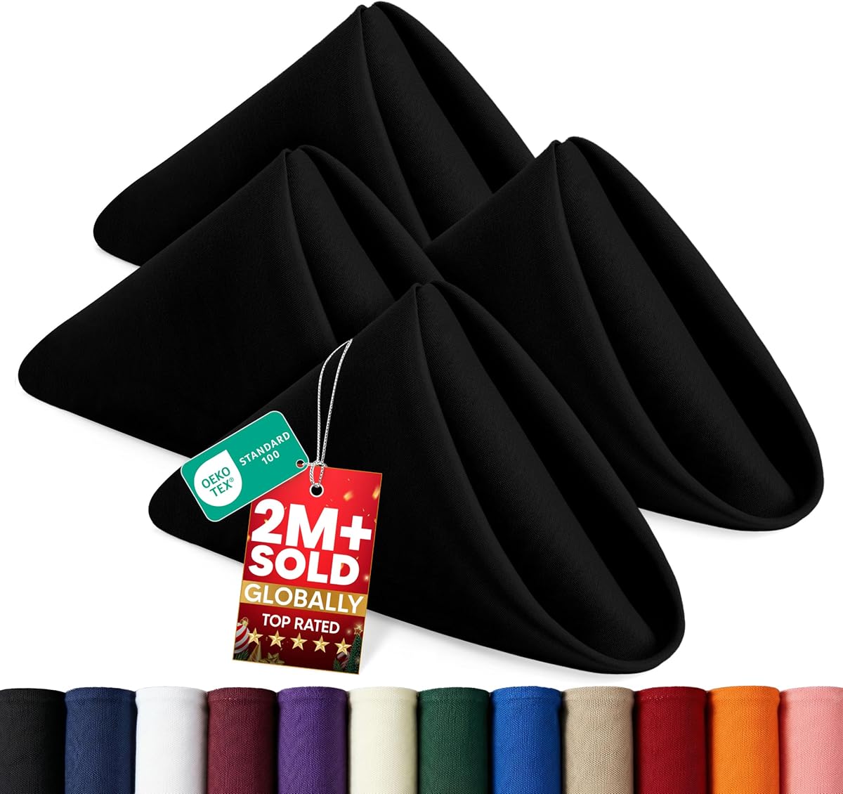 Utopia Home [24 Pack, Black] Cloth Napkins 17x17 Inches, 100% Polyester | Hemmed Edges, Washable and Reusable Ideal for Parties, Weddings and Dinners